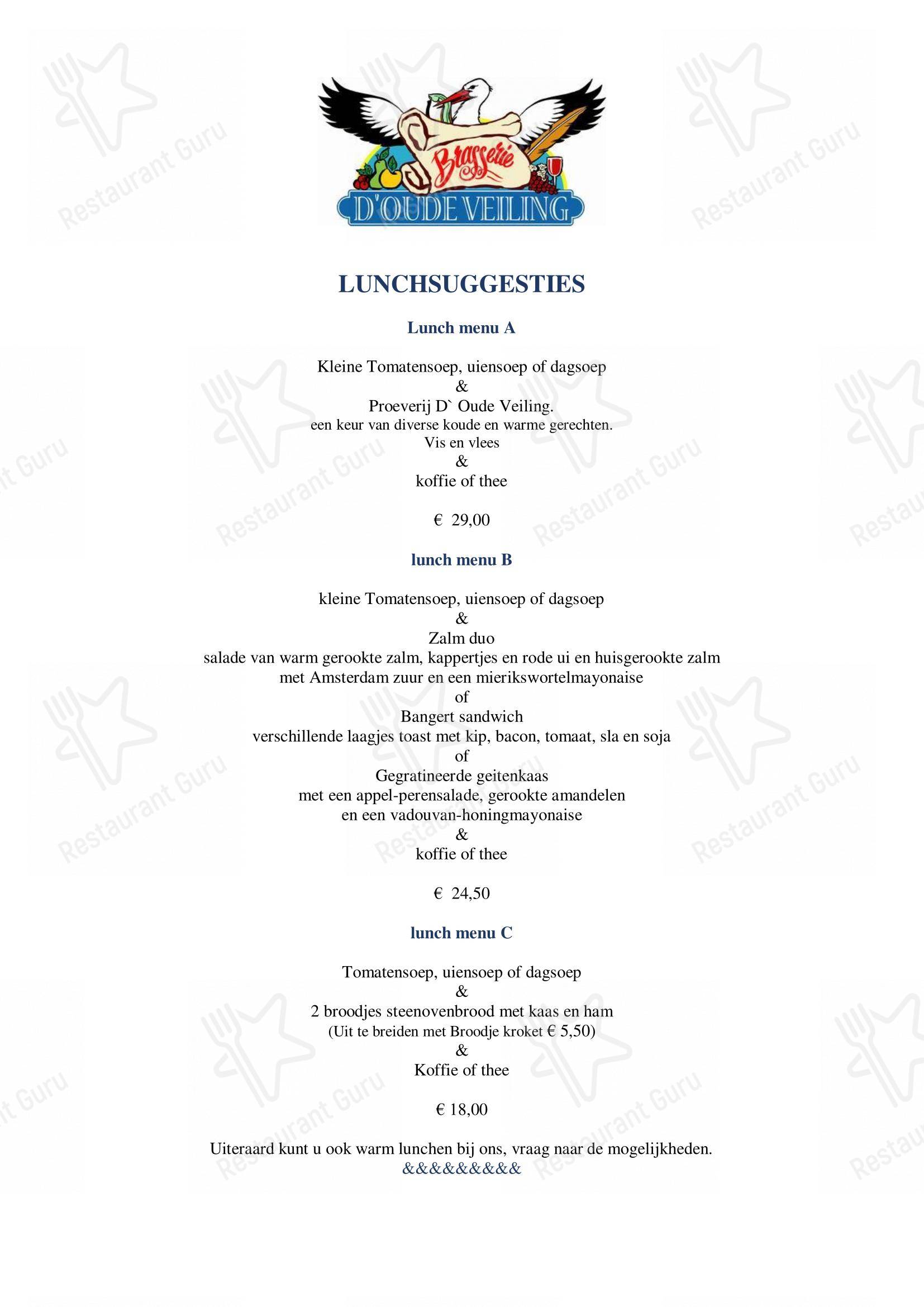 Brasserie D'Oude Veiling dans Zwaag - Коктейльная карта