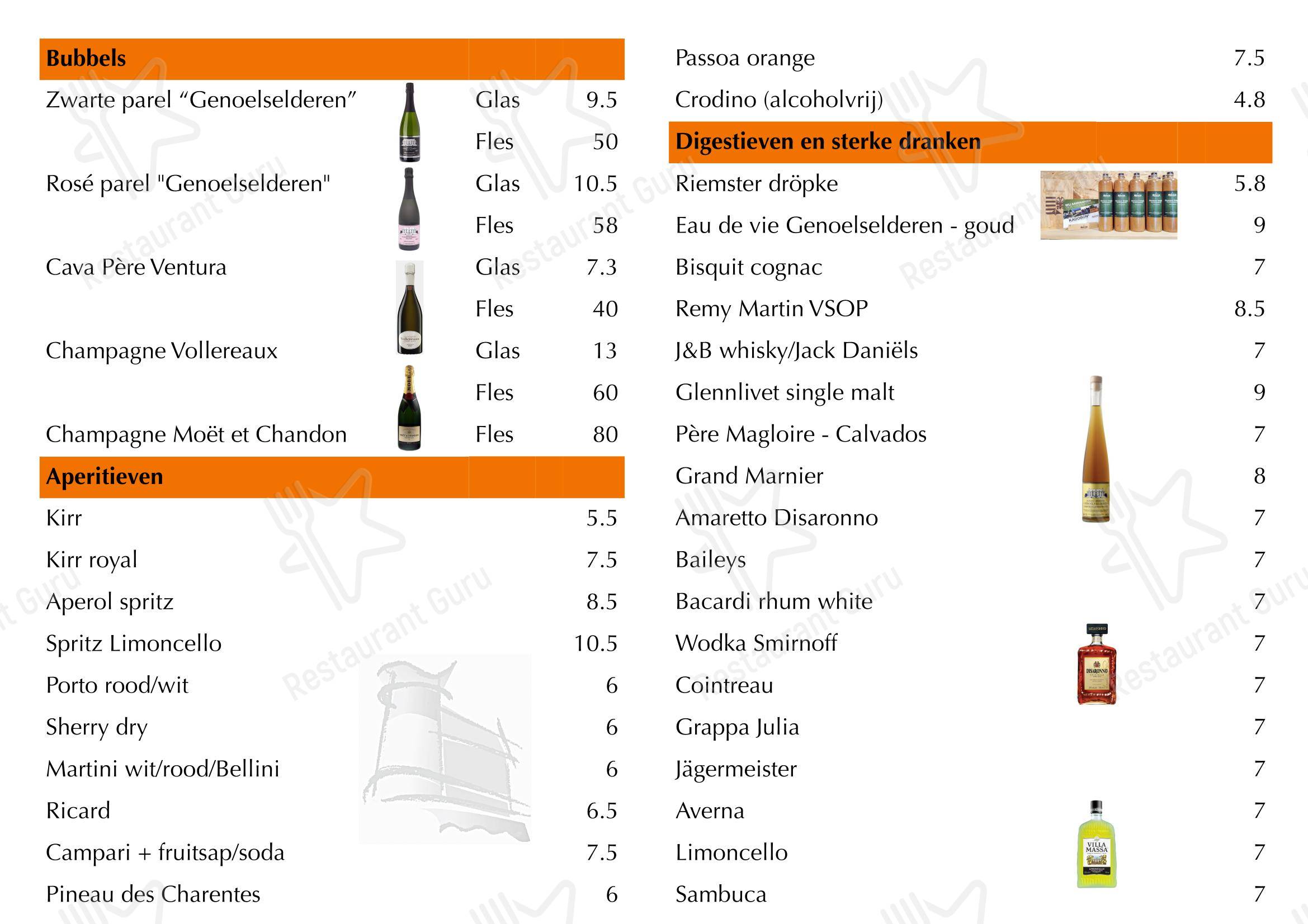 Menu pour Brasserie De Waterburcht - Menu