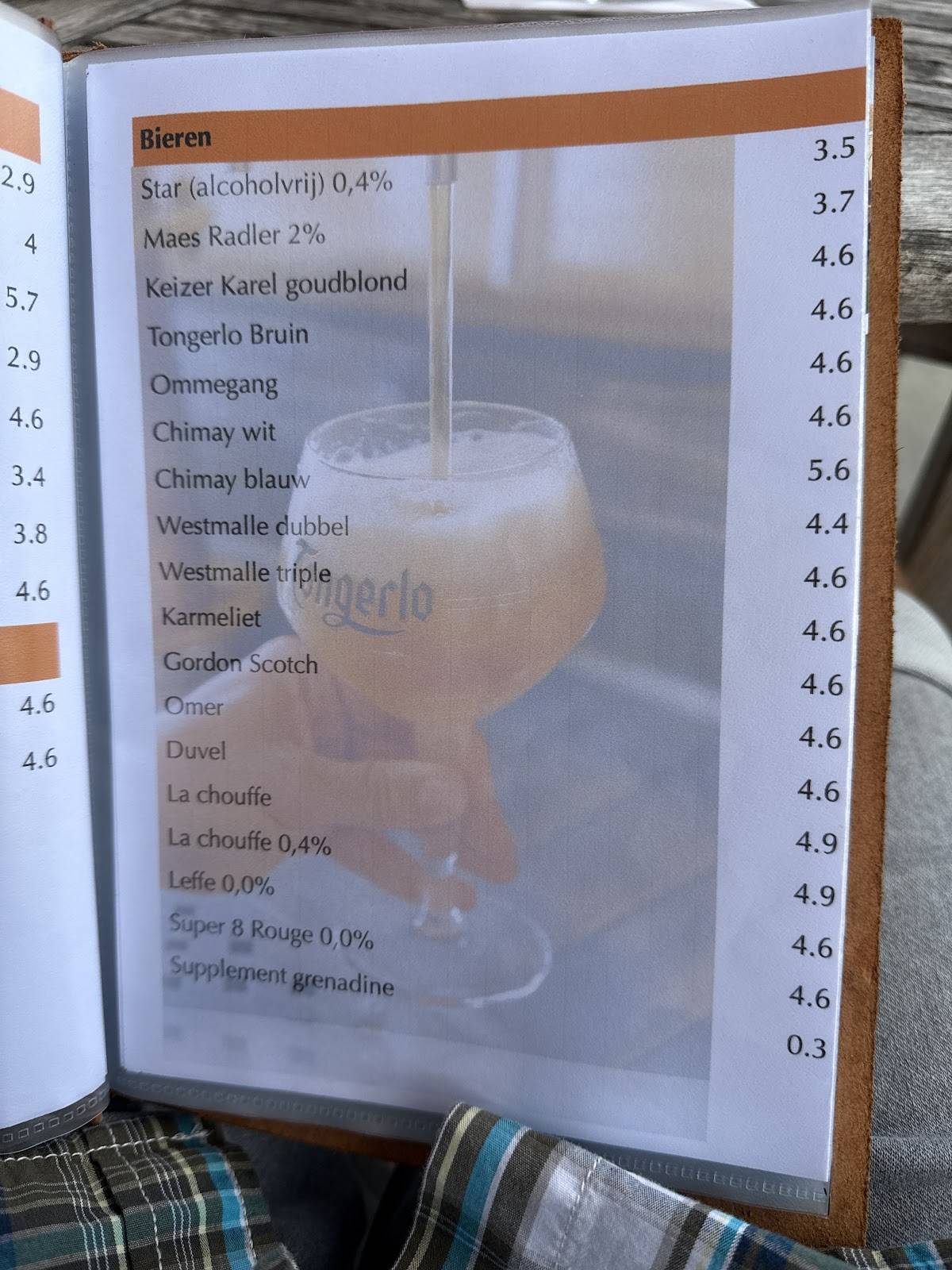 Menu de Brasserie De Waterburcht
