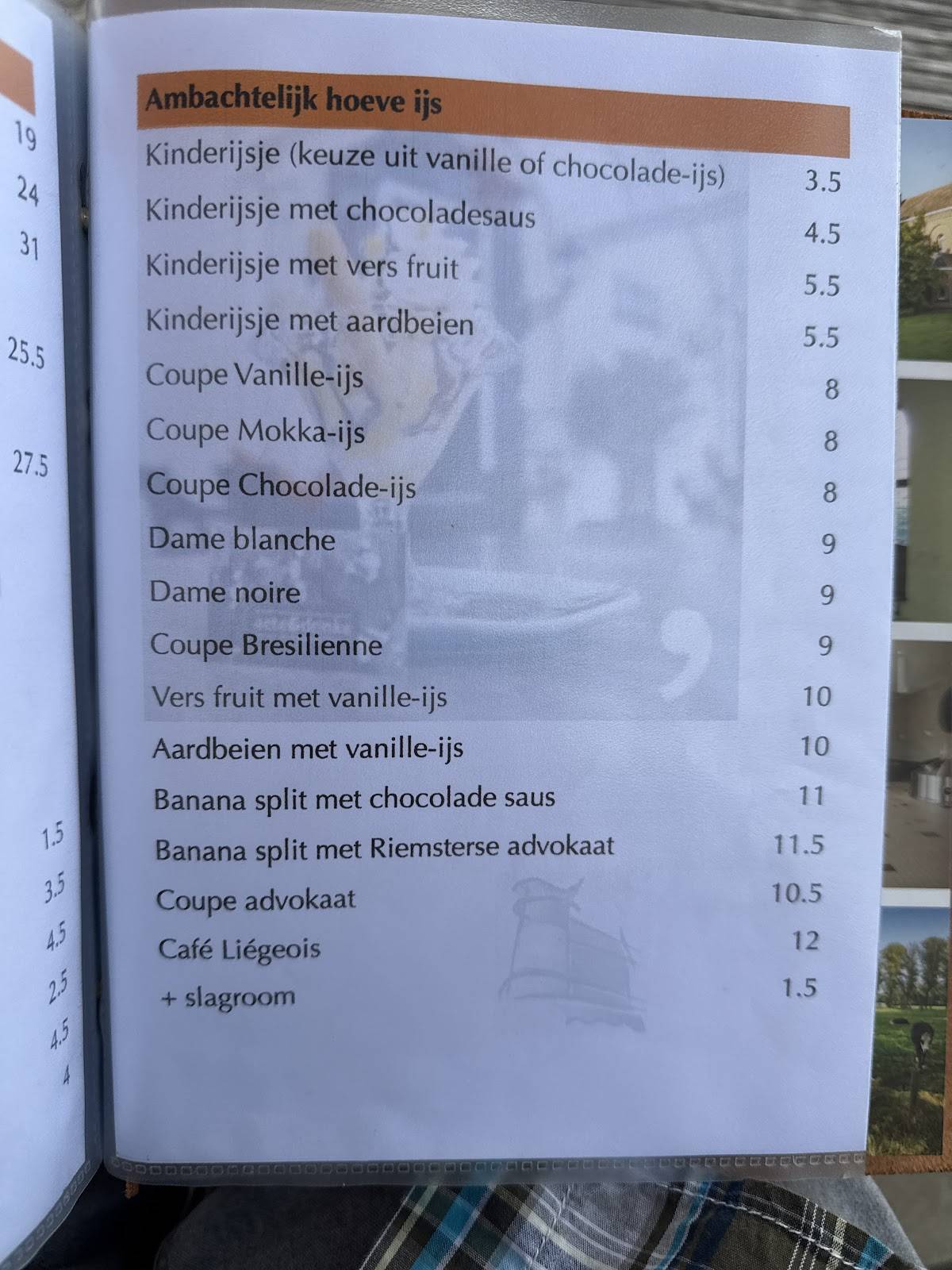 Menu de Brasserie De Waterburcht