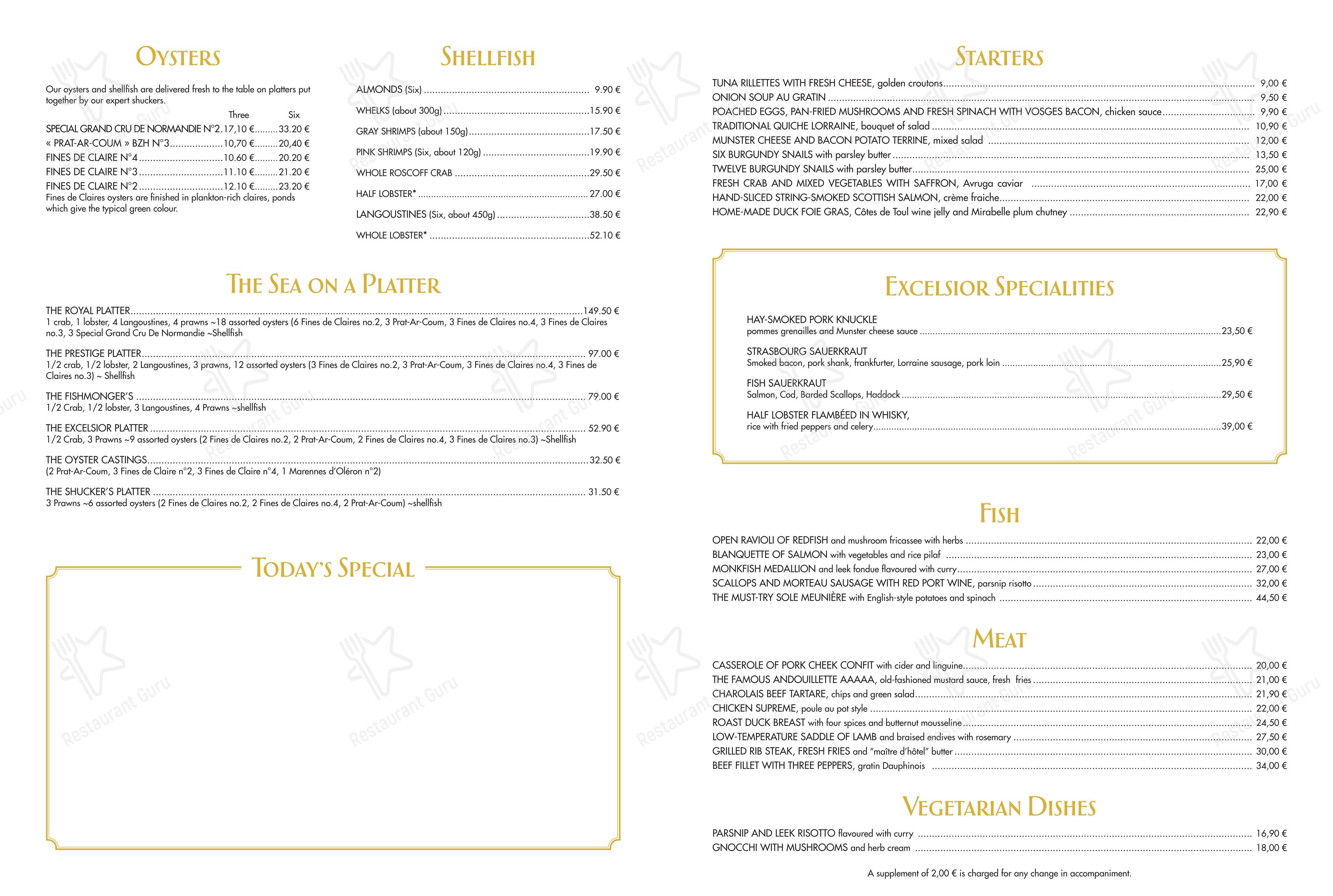 Brasserie L'Excelsior dans Nancy - Menu bar