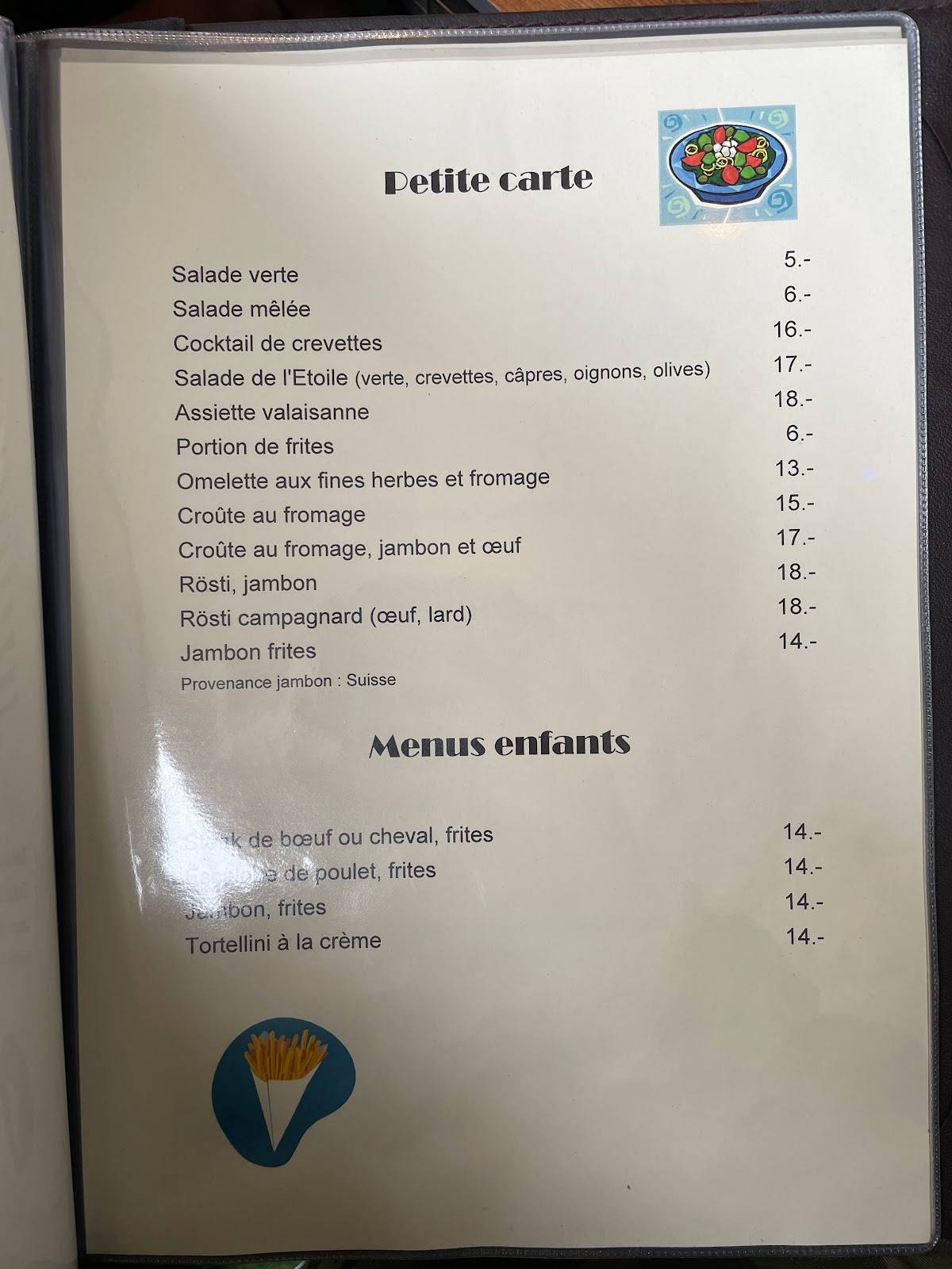 Menu di Brasserie de L'étoile 