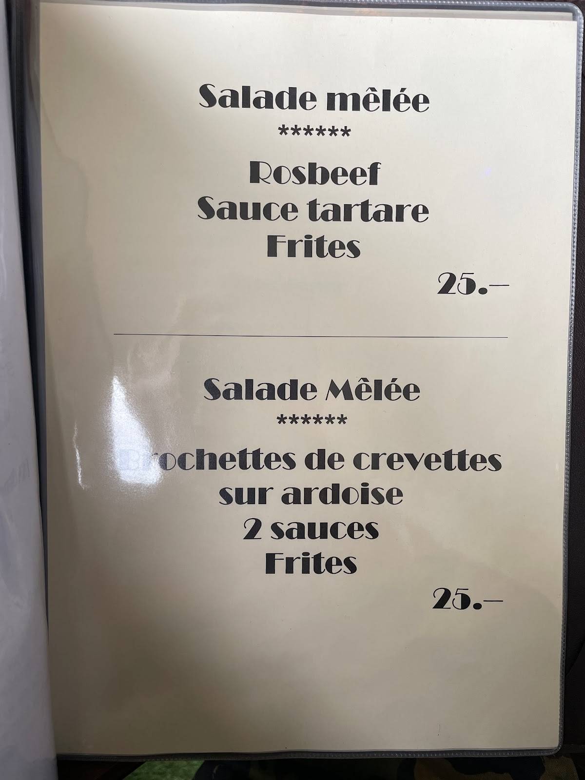 Menu di Brasserie de L'étoile 