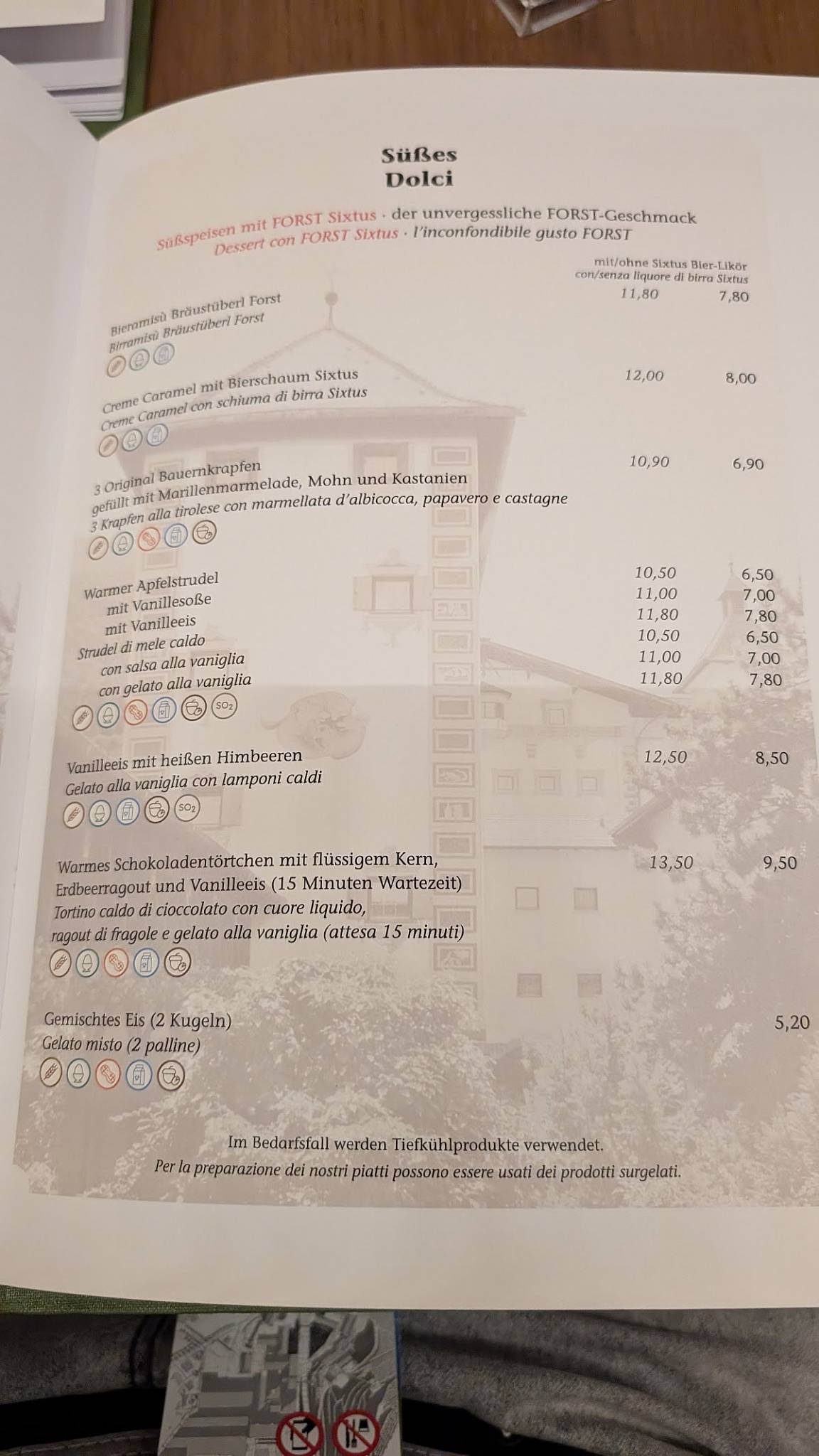 Menu di Bräustüberl FORST 