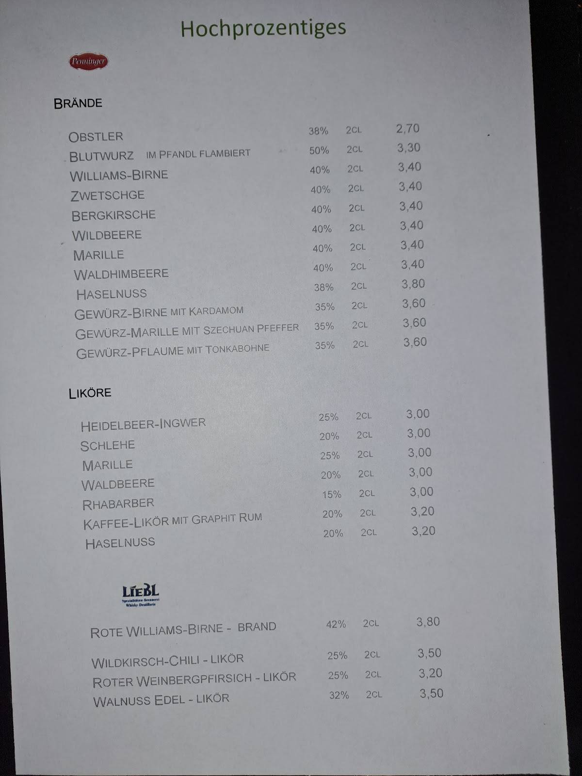 zum heurigen bad griesbach speisekarte