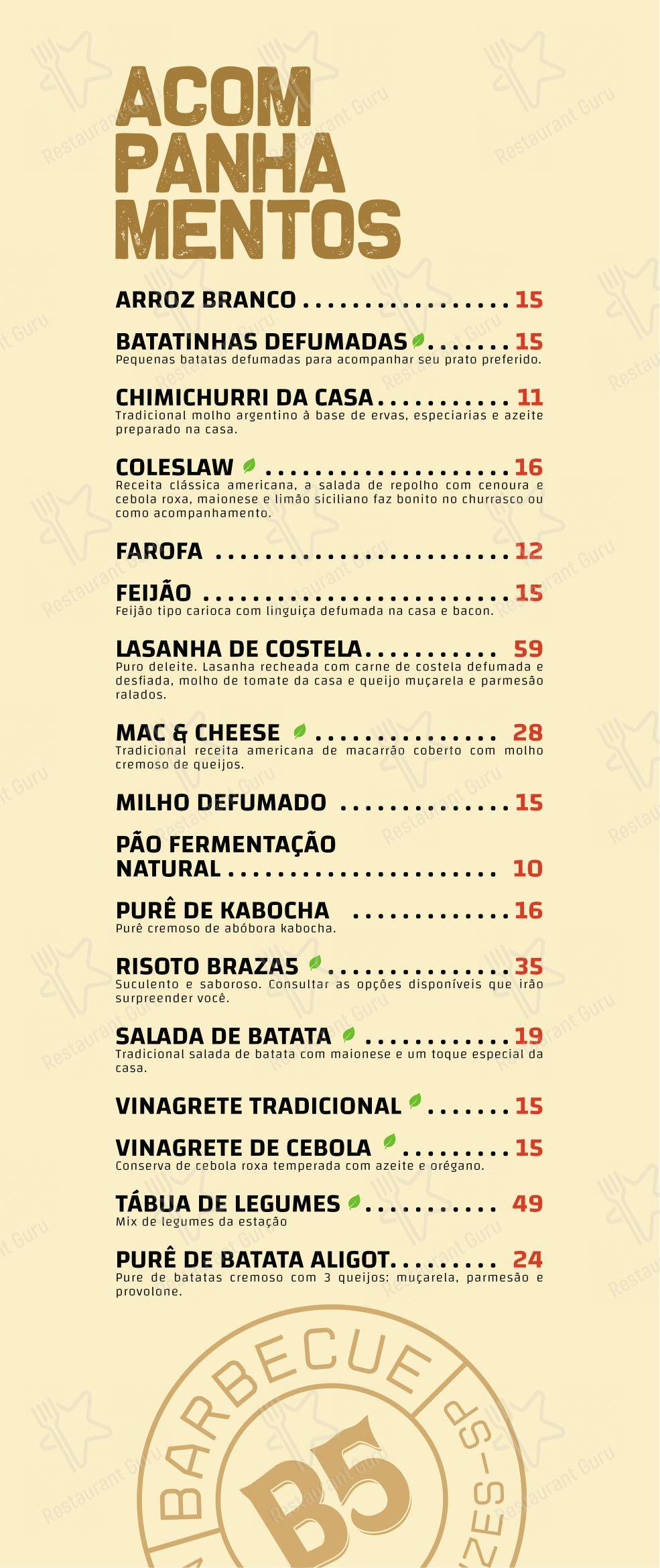 Menu para Braza5 em Mogi das Cruzes