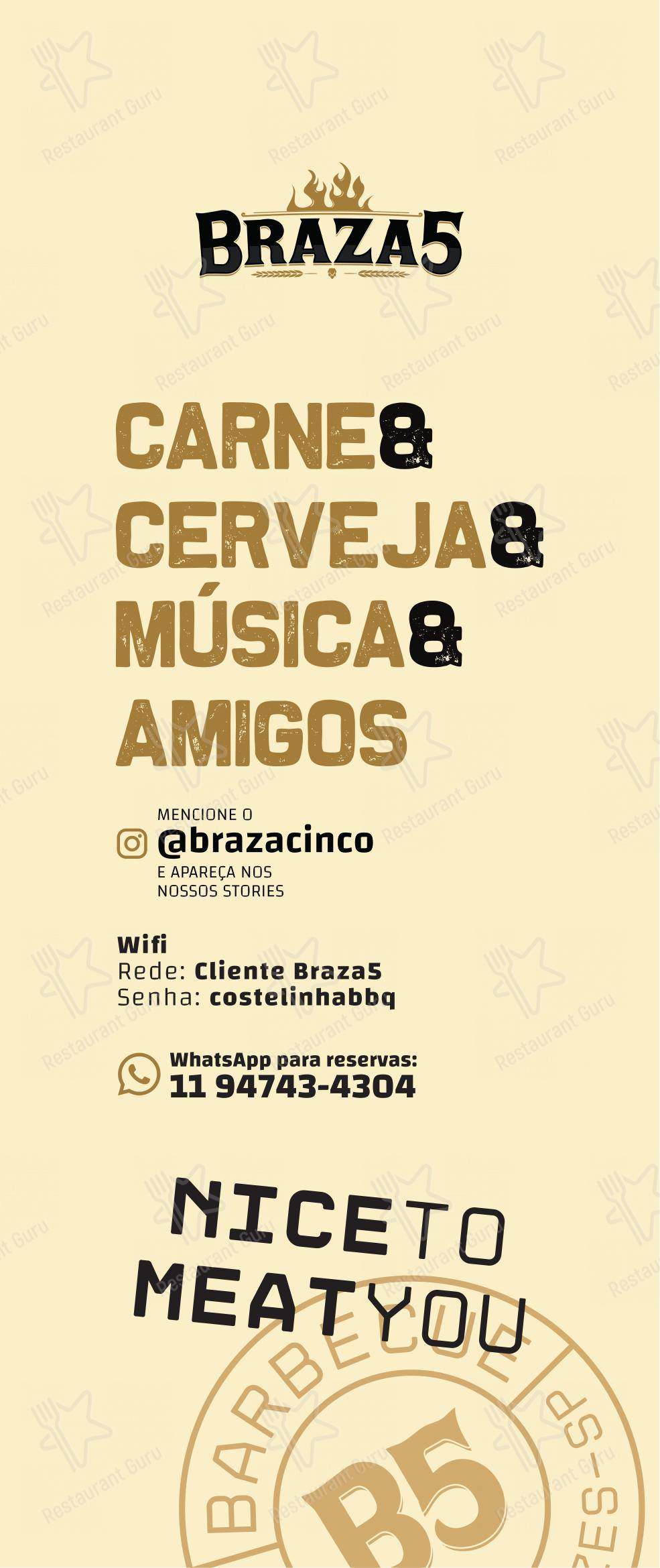 Braza5 em Mogi das Cruzes - Menu