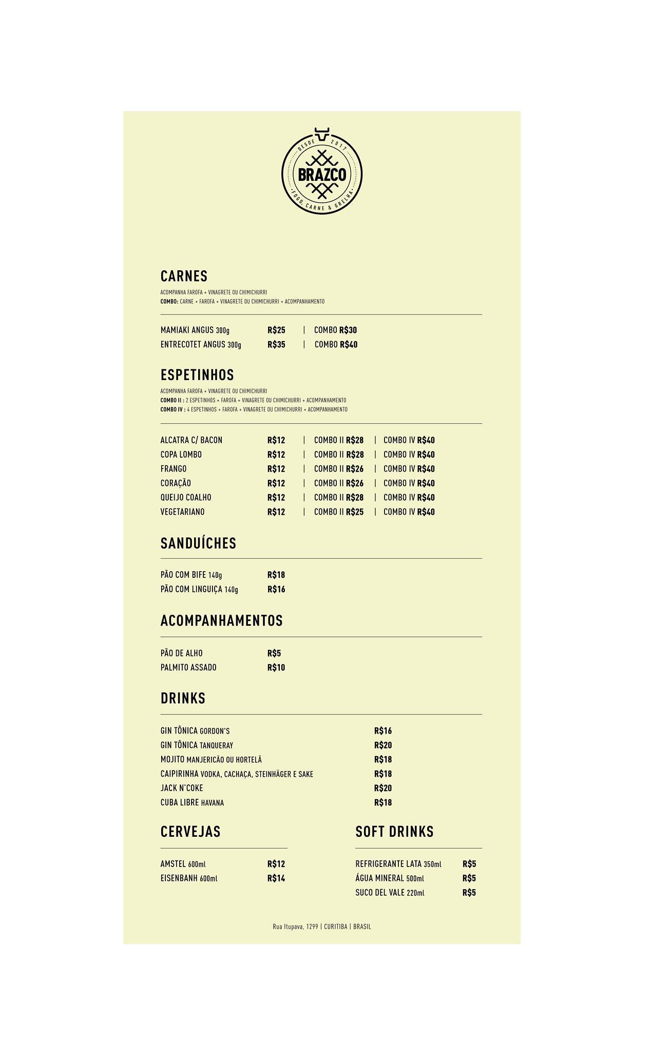 Brazco Espetinhos cardápio
