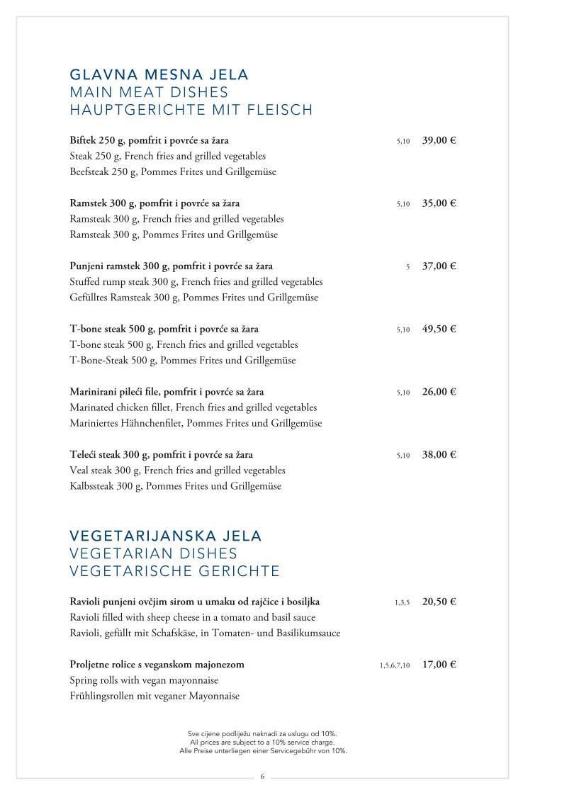 Menu di Puž restaurant 