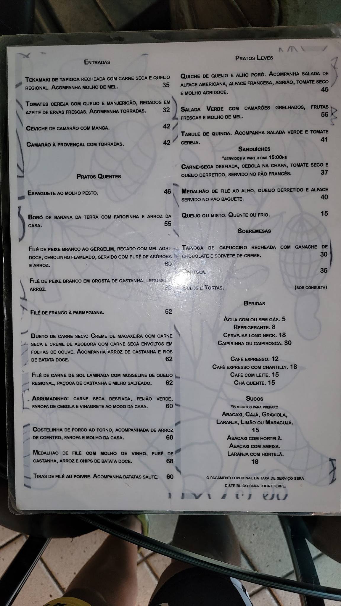 Restaurante Brennand Café cardápio