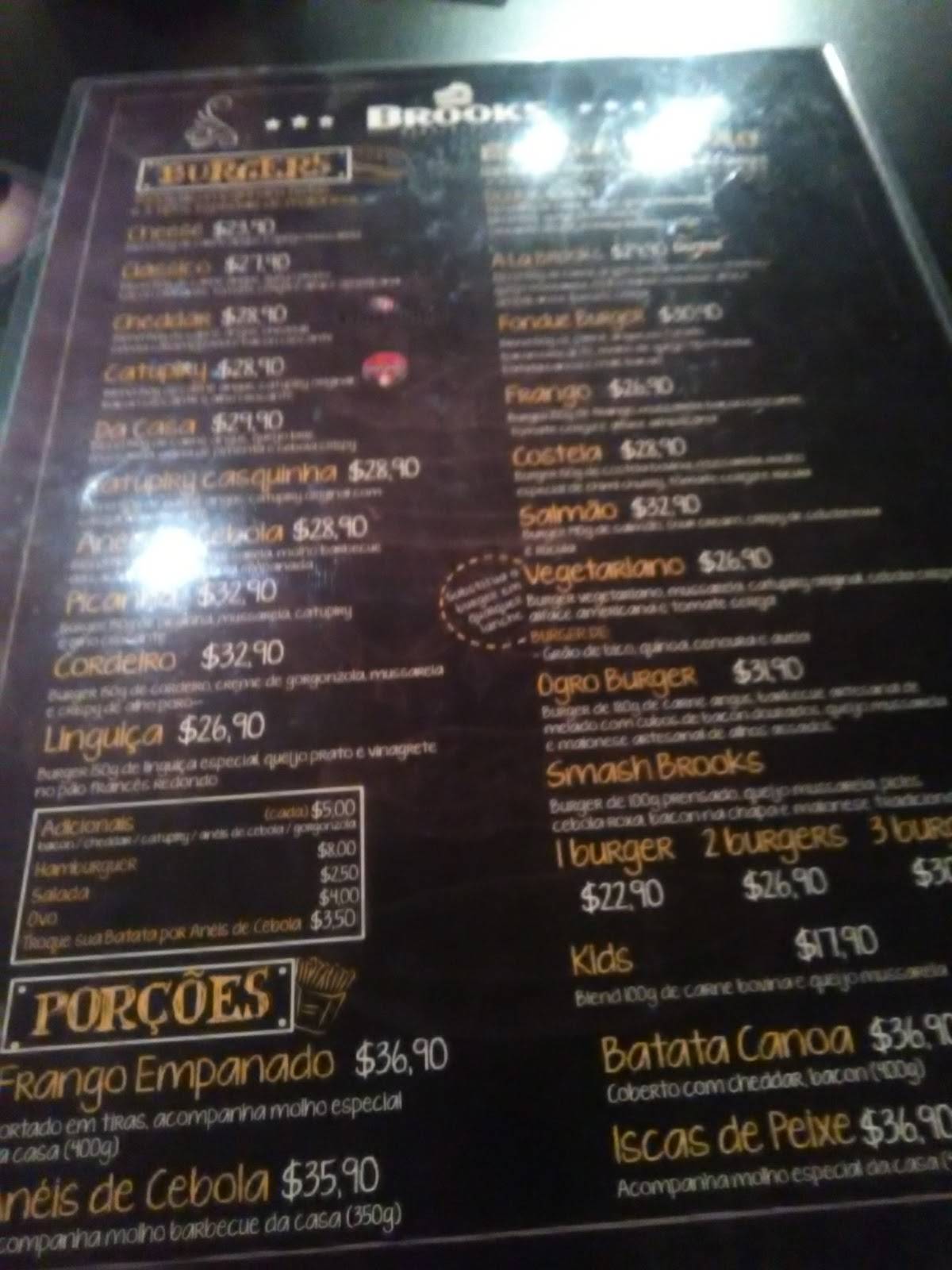 Brooks Hamburgueria Rio Claro cardápio