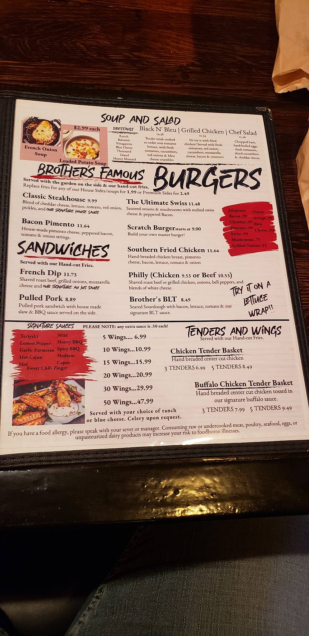 Menu at Brother's Bar & Steakhouse, Villa Rica