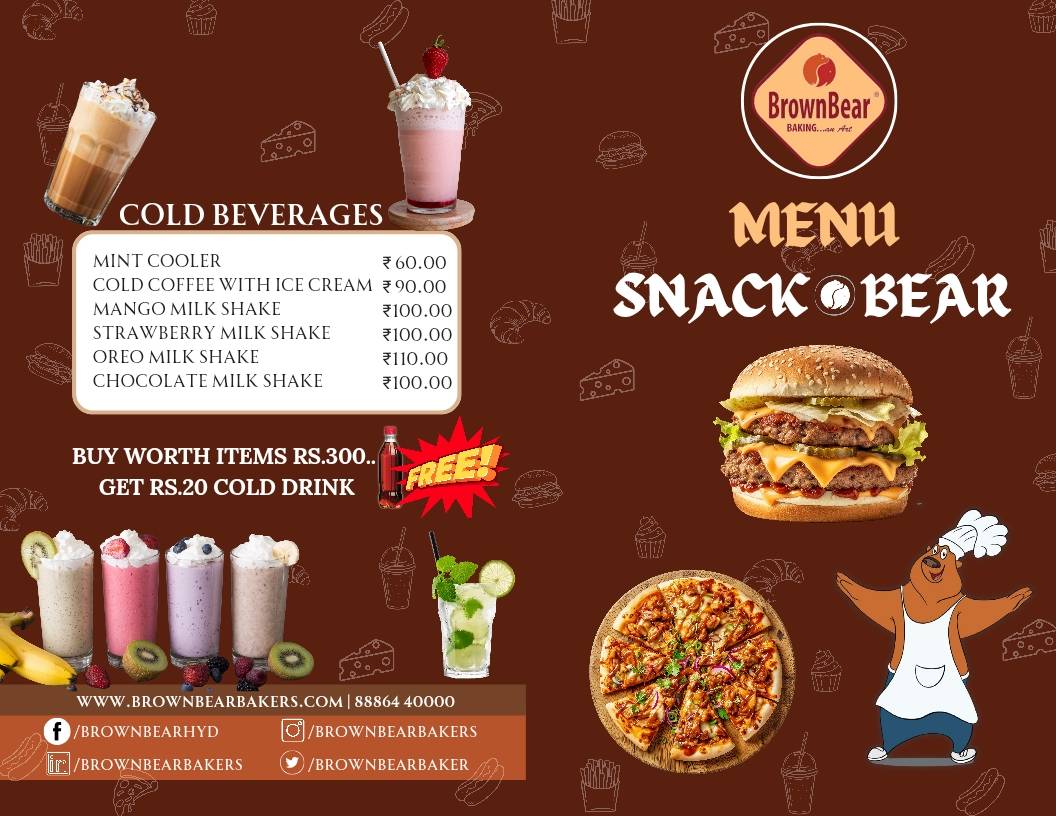 Brown Bear Bakers menu