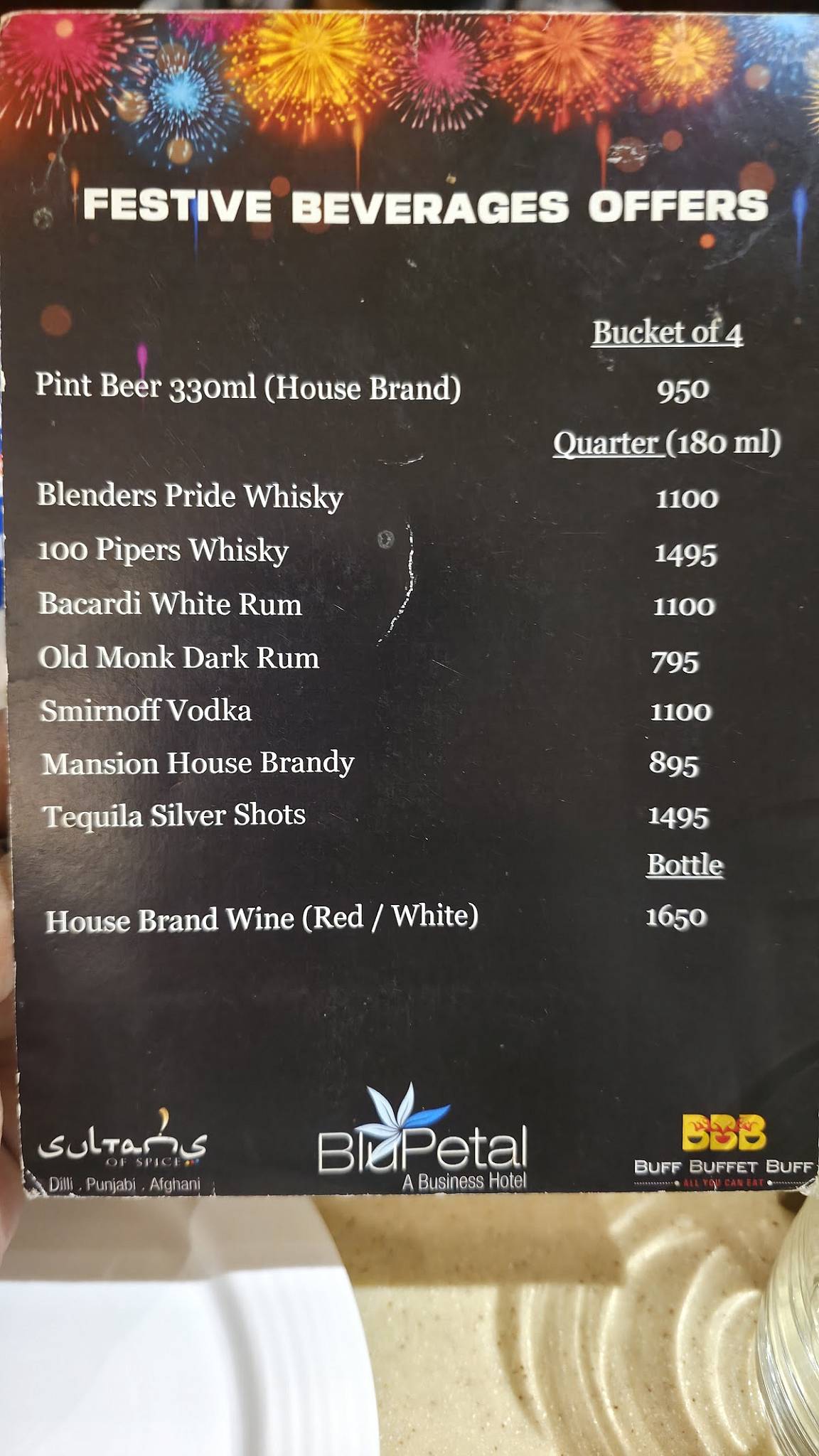 Buff Buffet Buff menu