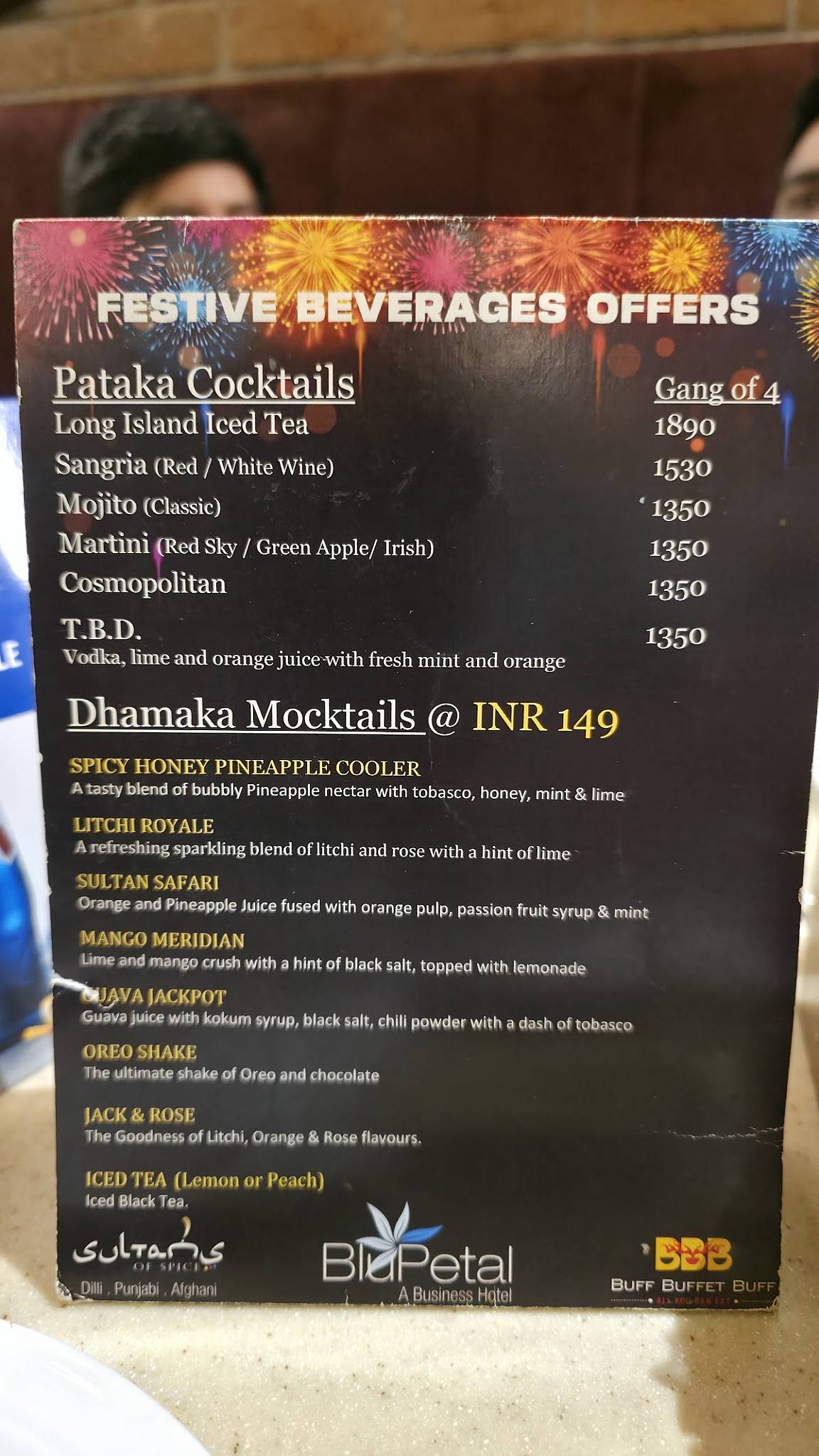 Buff Buffet Buff menu