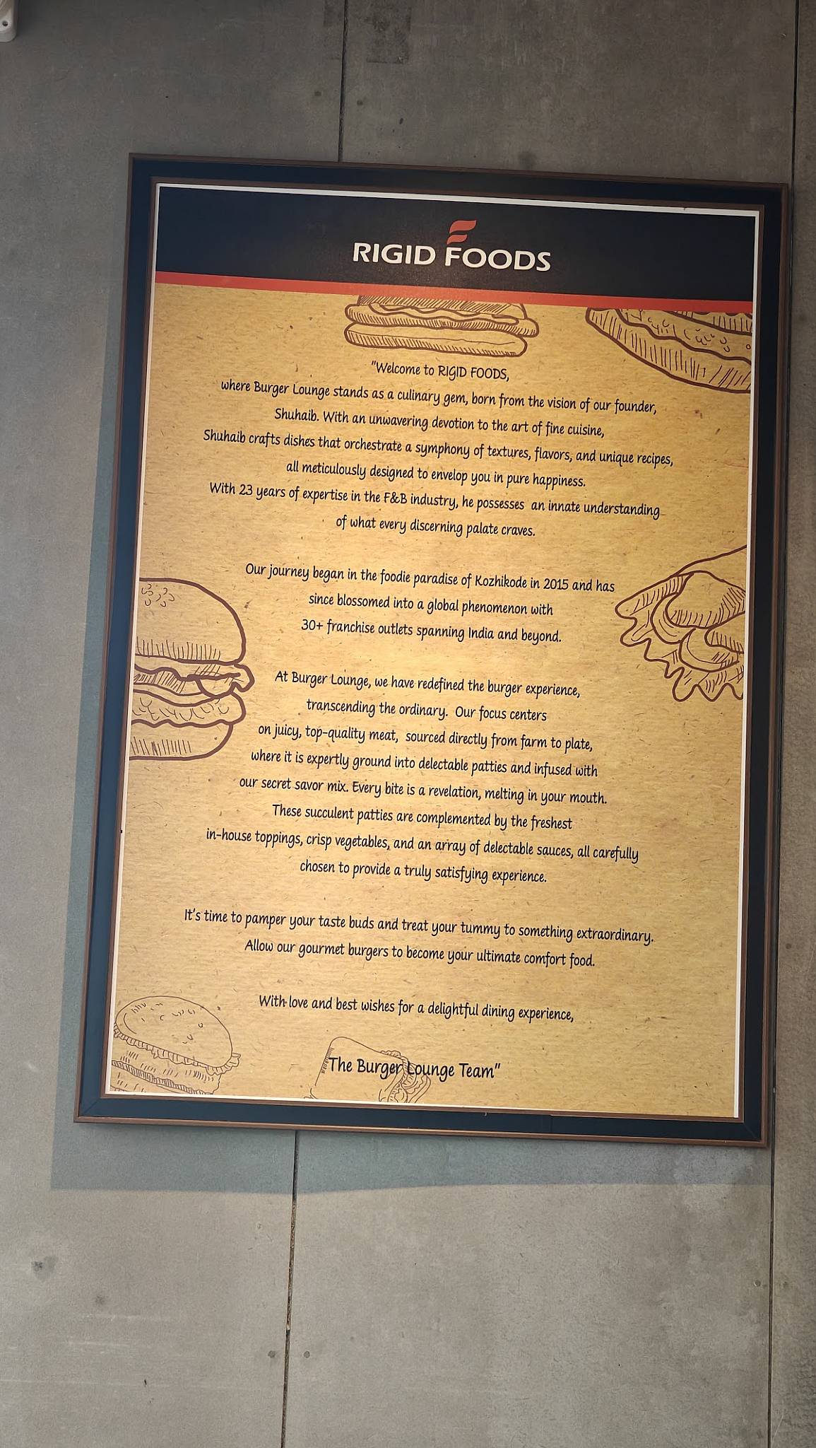 Burger Lounge Adoor Rigid Foods menu