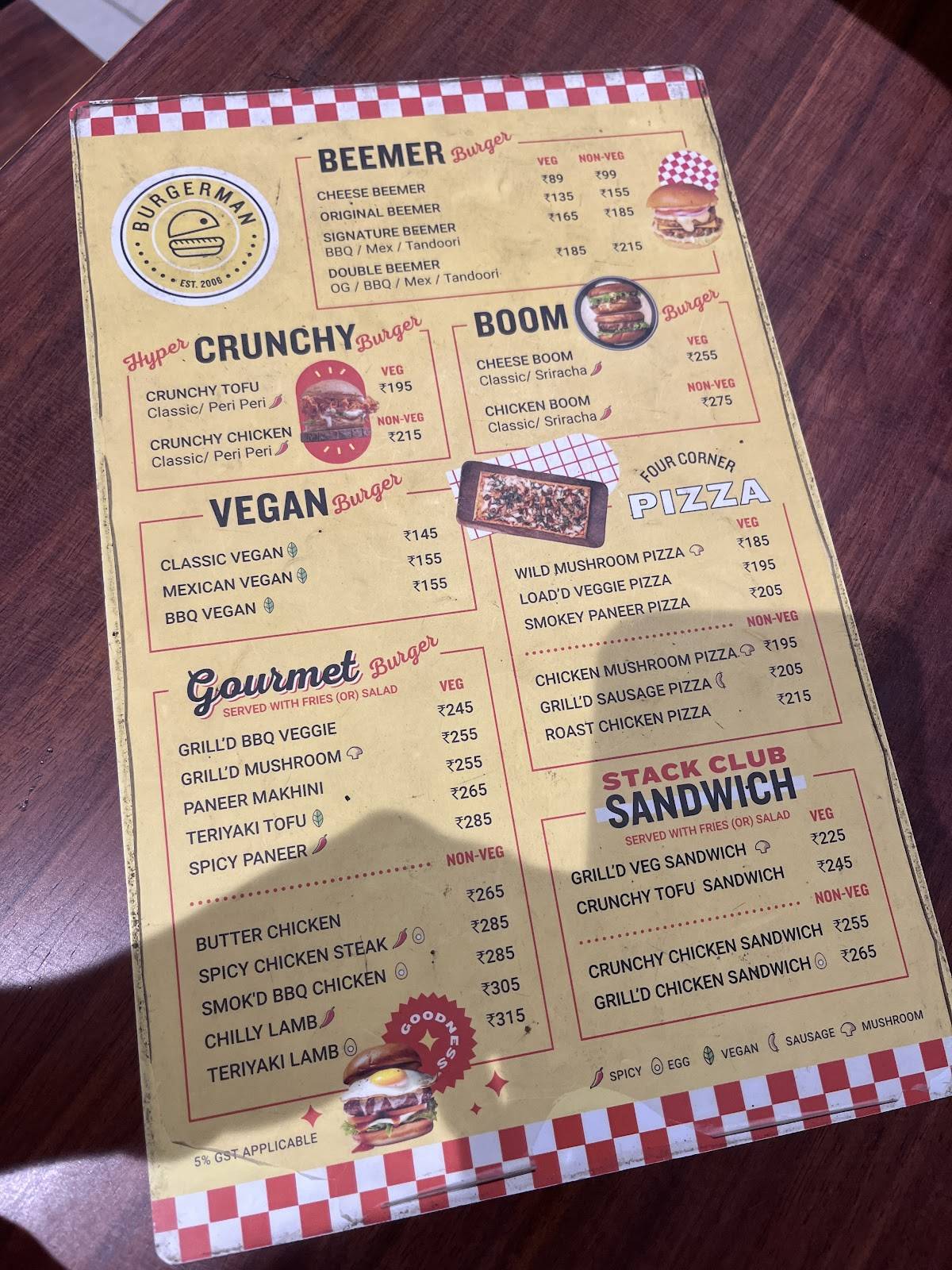 BurgerMan Vellore menu