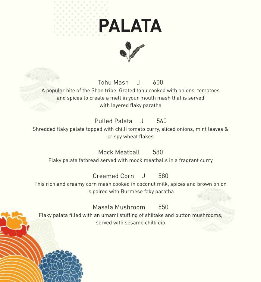 Burma Burma Restaurant & Tea Room menu