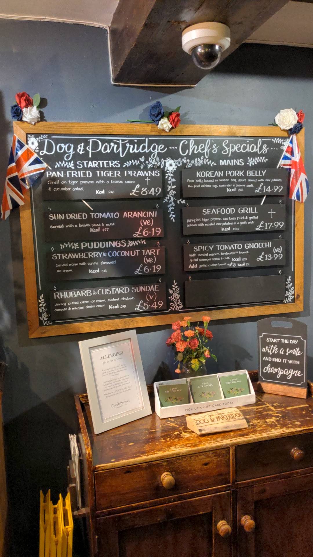 Menu at Dog & Partridge pub & bar, Burton upon Trent