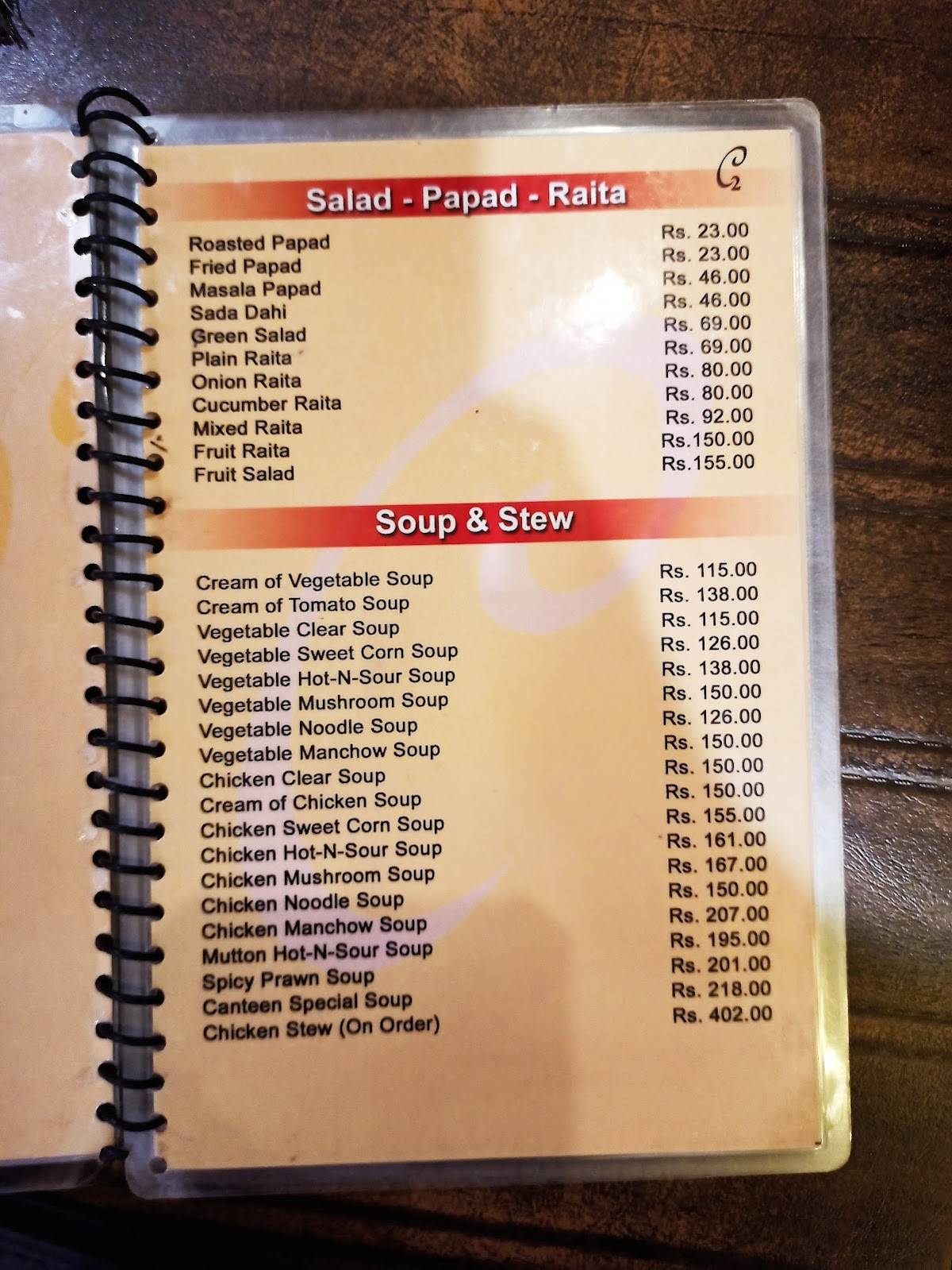 C2 RESTAURANT menu