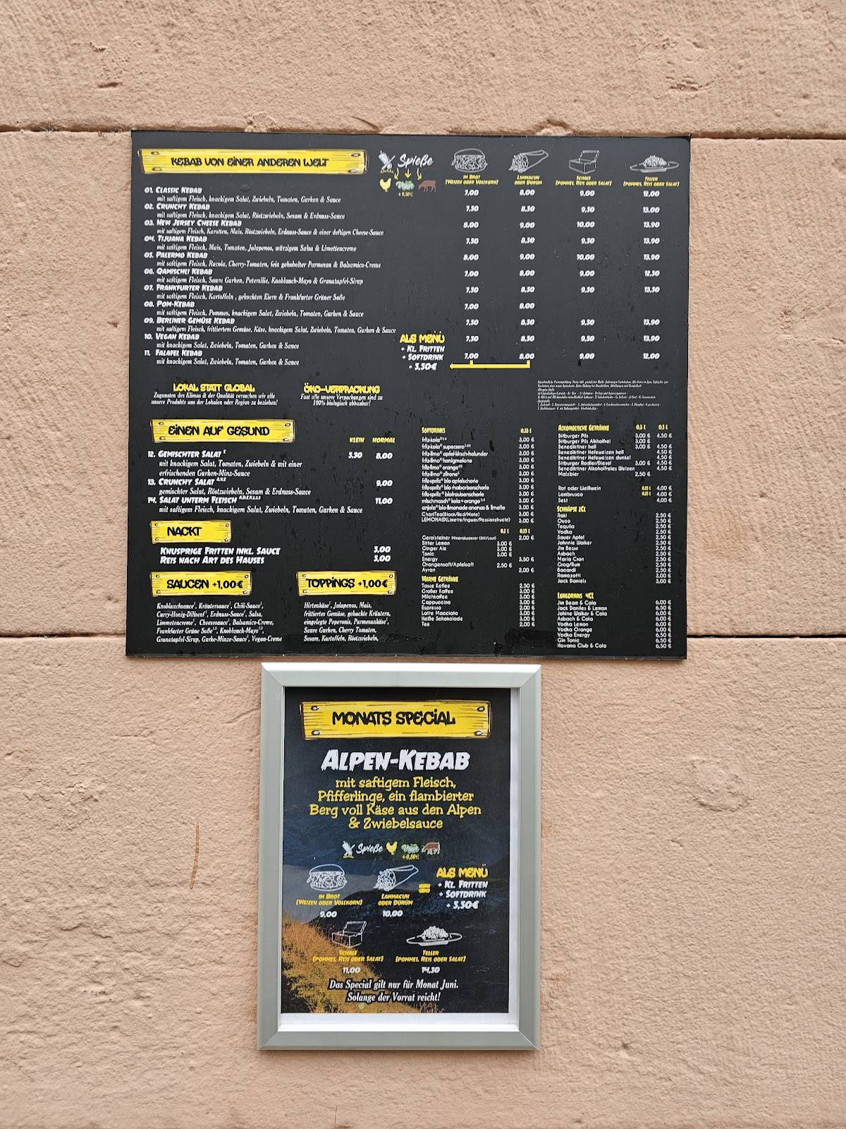 Menu at CRUNCHY KEBAB, Worms
