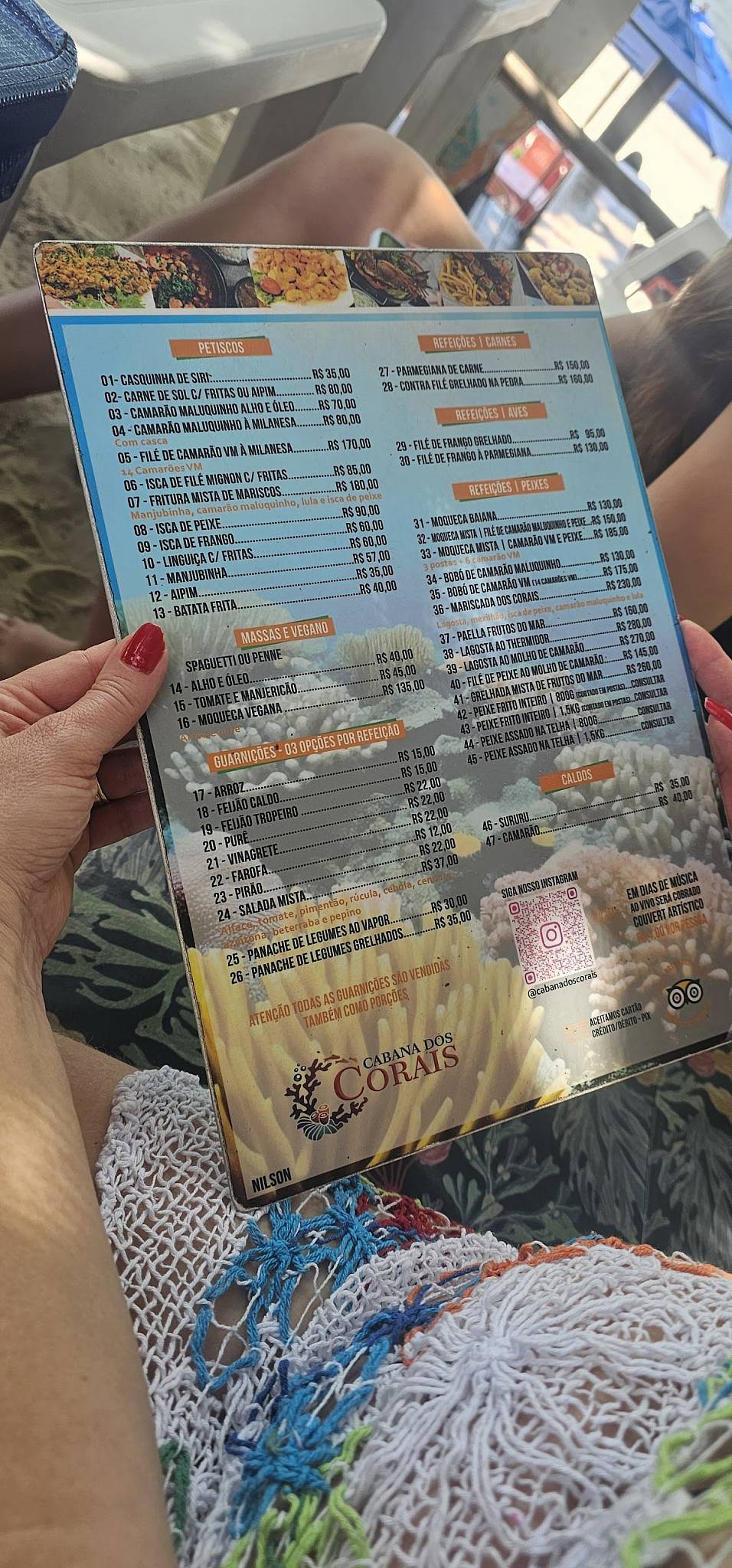 Cabana Dos Corais cardápio