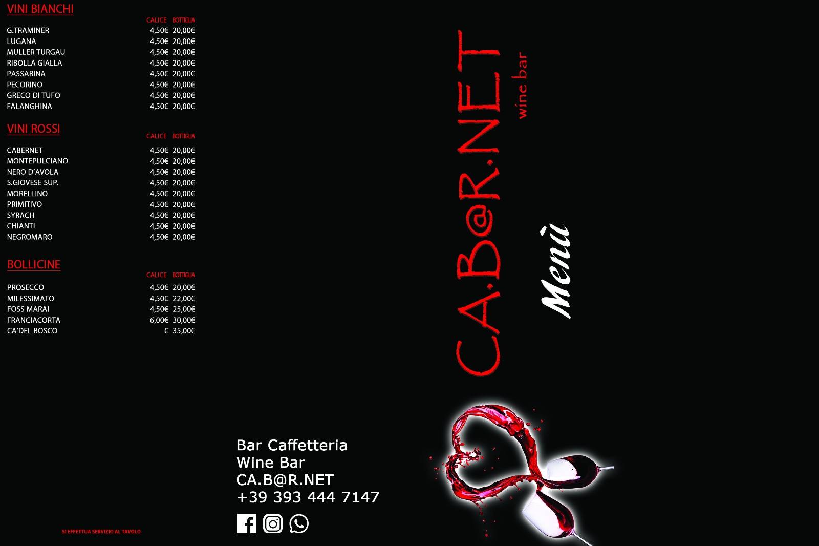 Menu di Cabarnet Wine Bar 