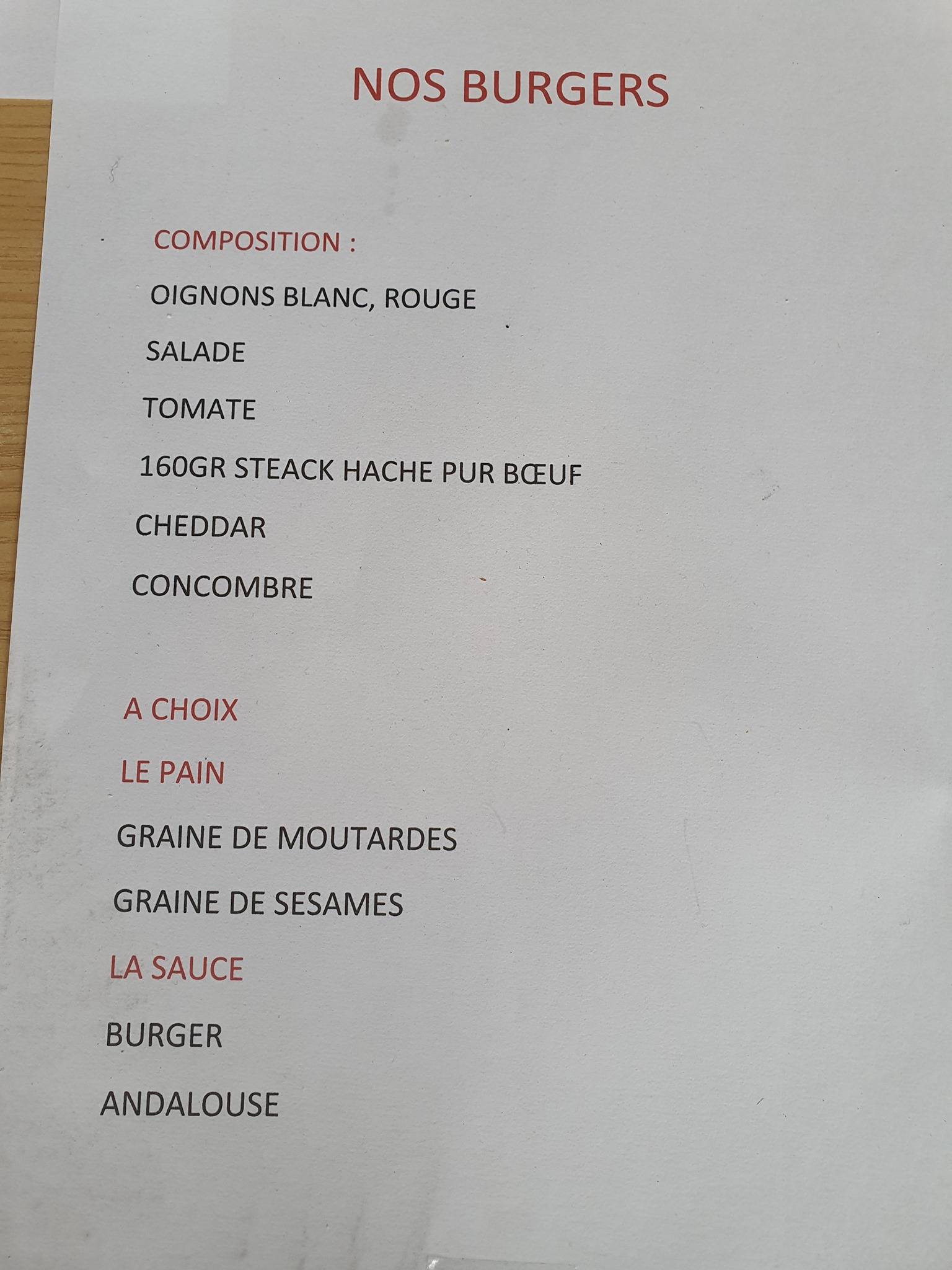 Menu di Café-Restaurant Rallye 
