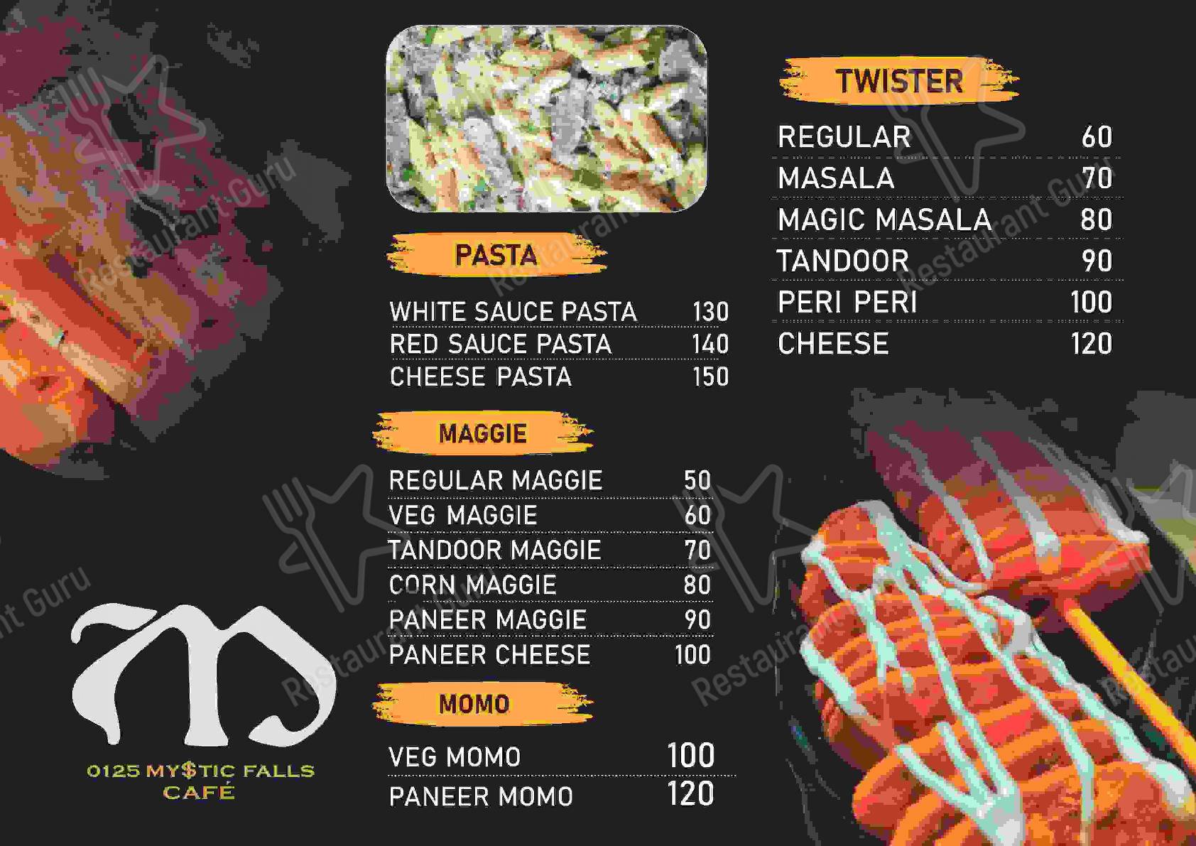 0125 Cafe Mystic Falls menu - meals and drinks