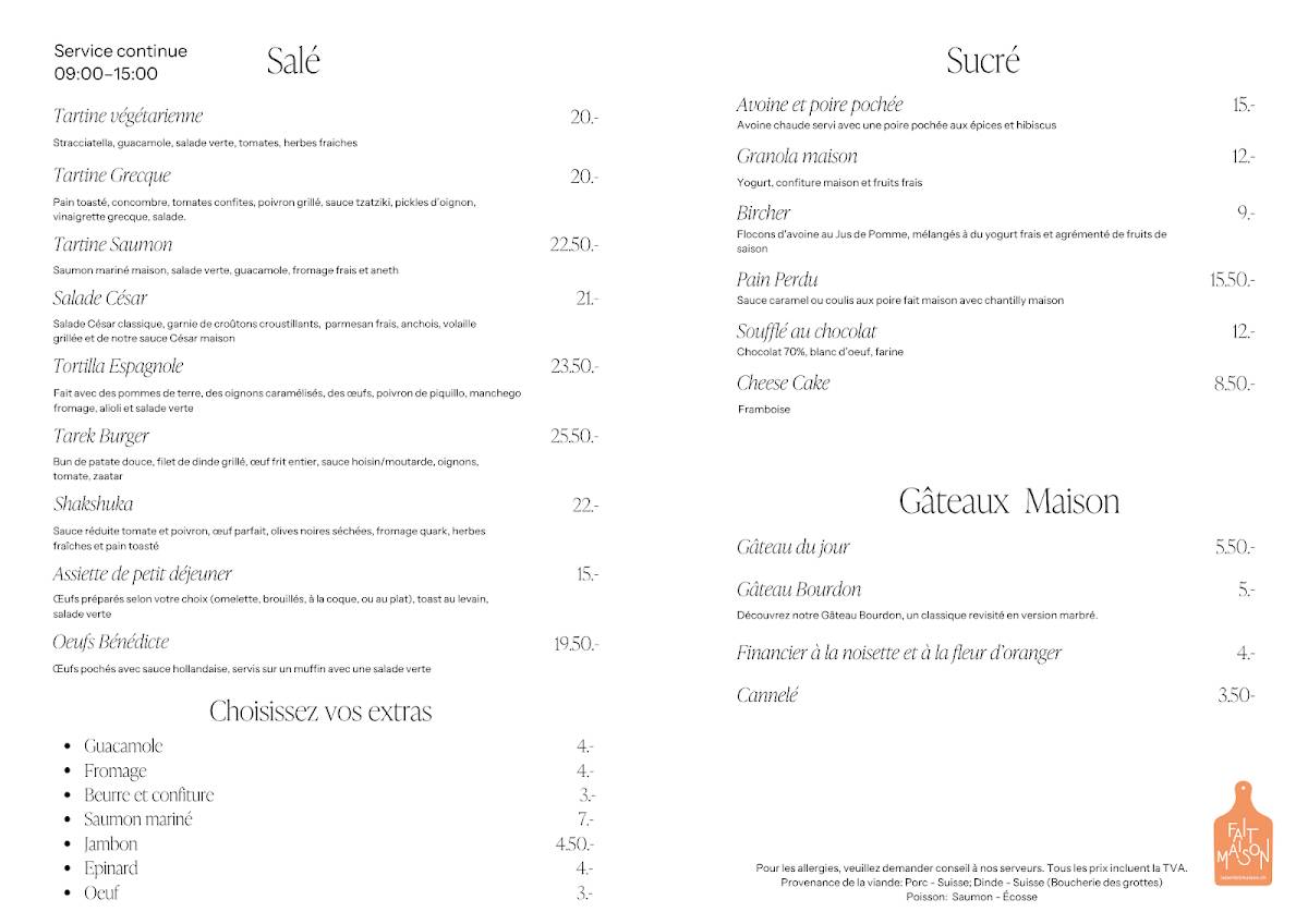 Menu di Café BOURDON