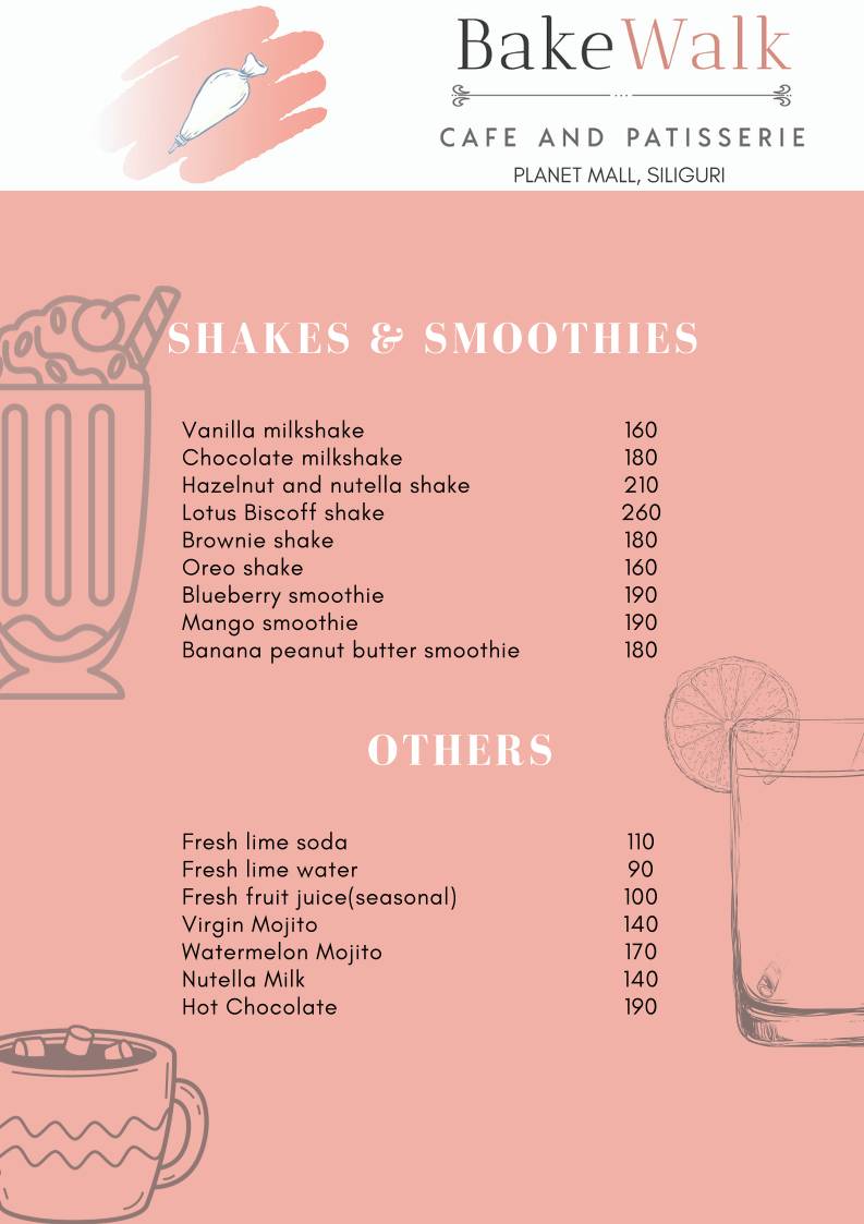 Bake Walk- cafe and patisserie menu