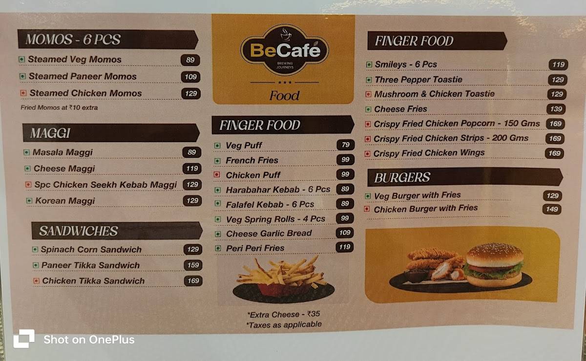 BeCafe menu