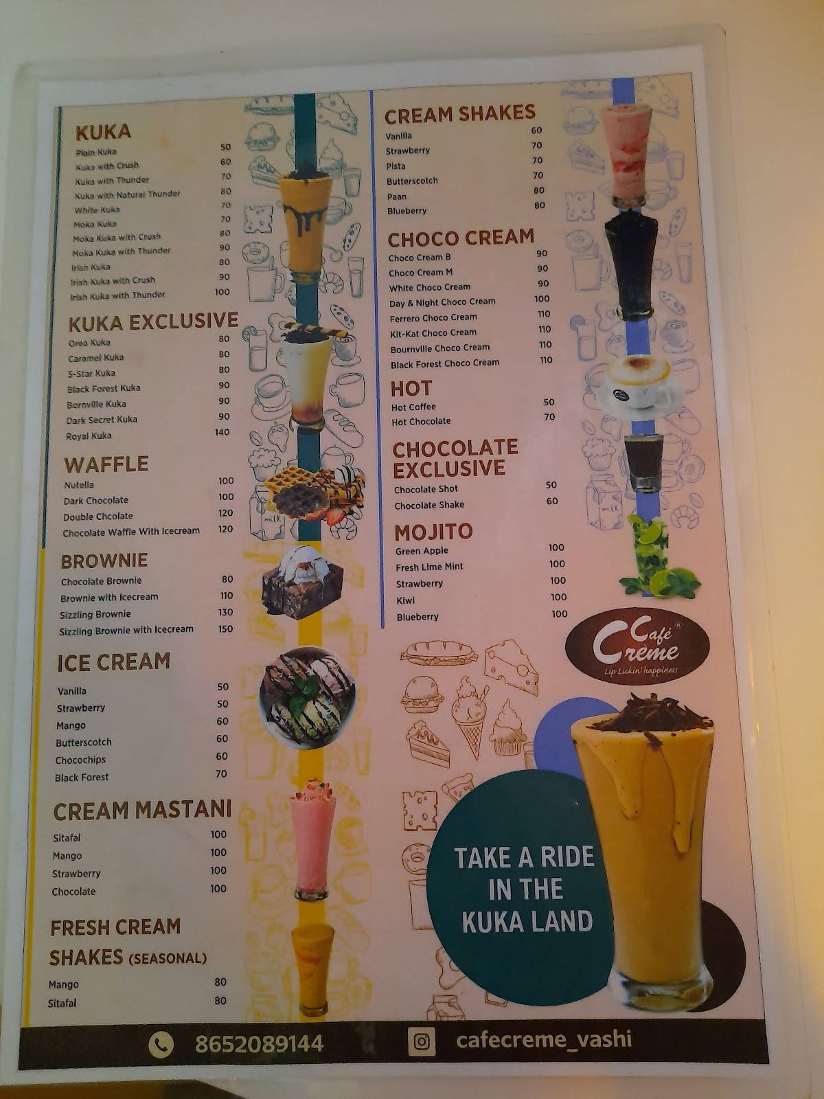 Cafe creme vashi menu