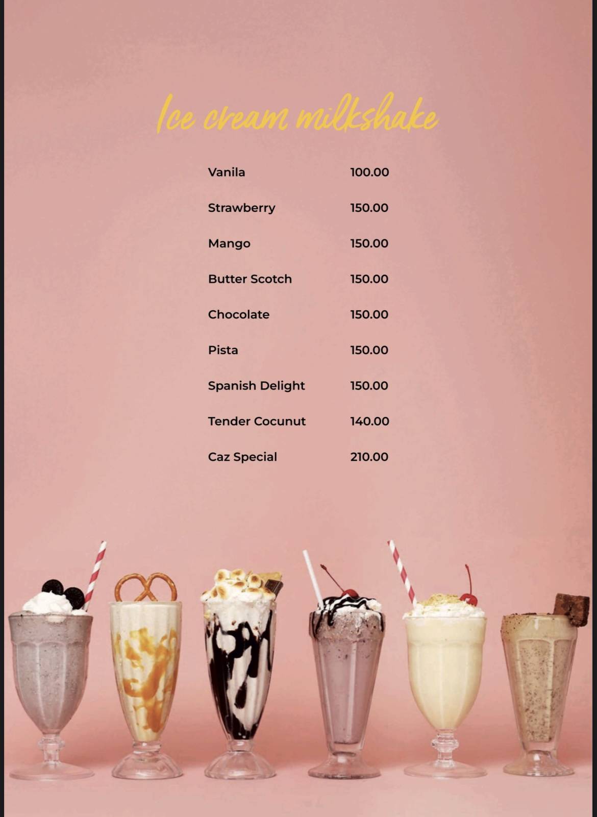 Caz Cafe menu