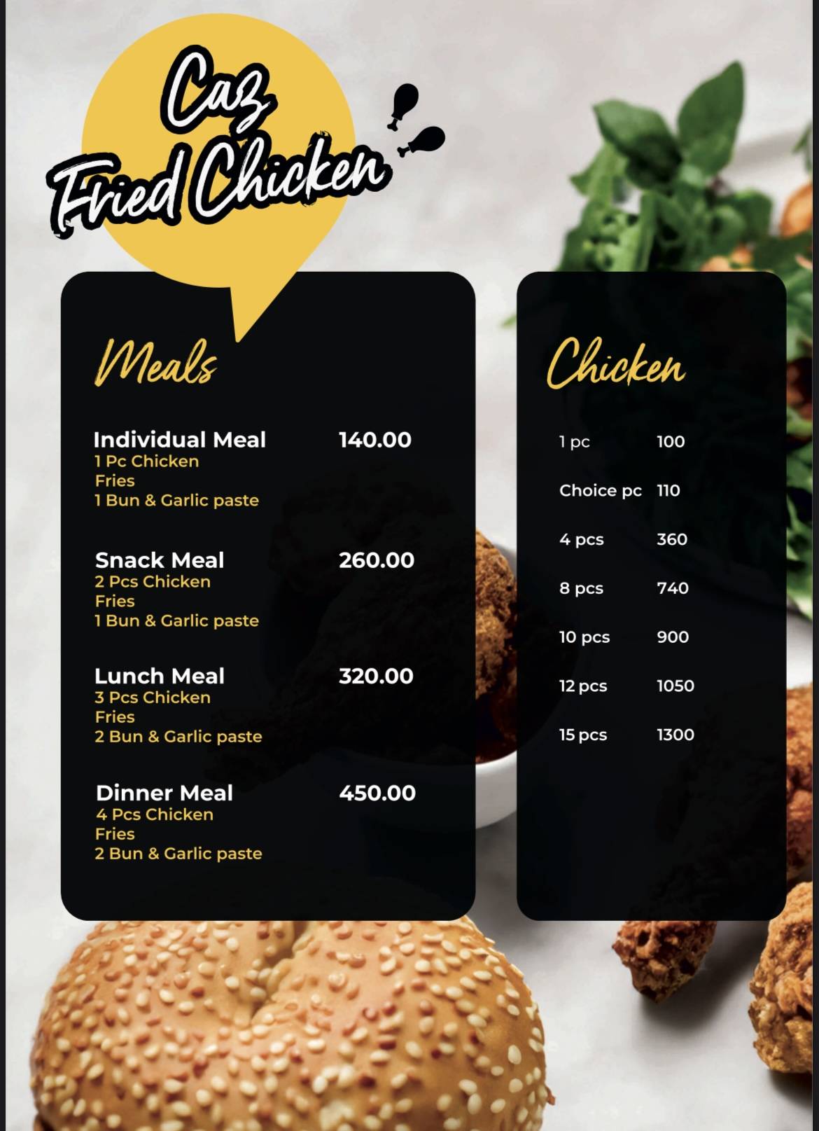 Caz Cafe menu