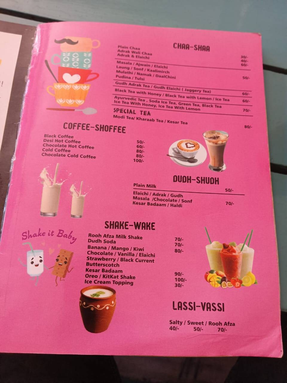 Chaa Shaa menu