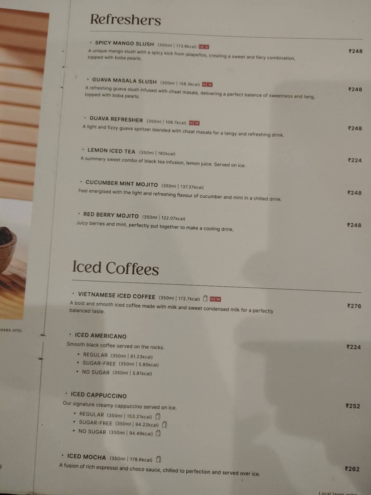 Café Coffee Day menu