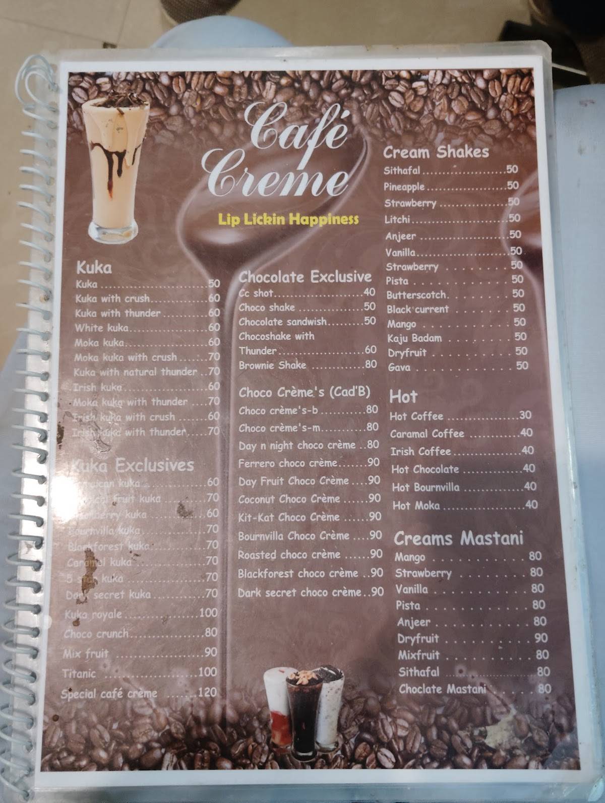 Cafe Cream menu