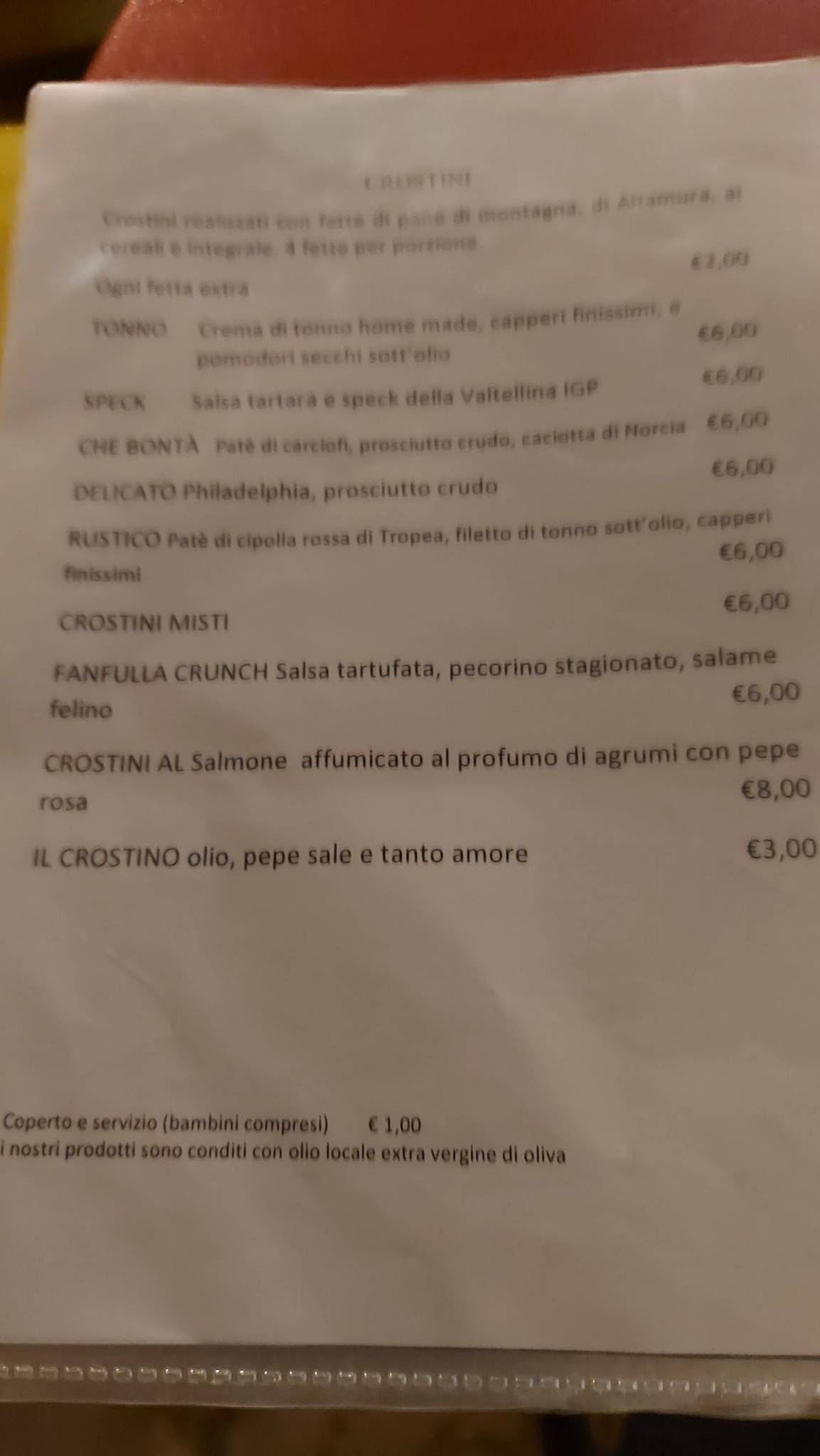 Menu di Cafè Fanfulla 