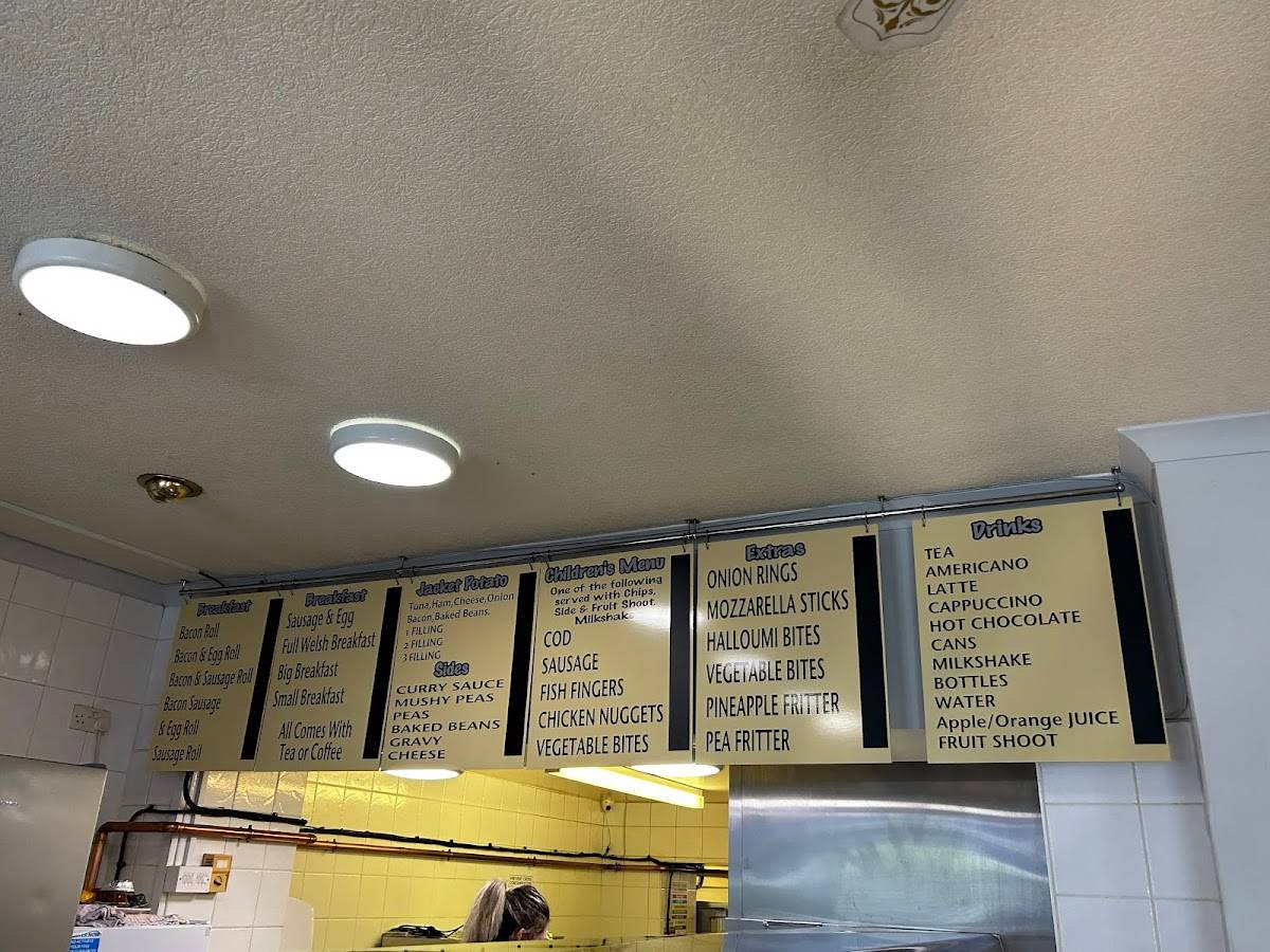 Menu at Fish & Chips Aberaeron Llond Plât cafe, Aberaeron