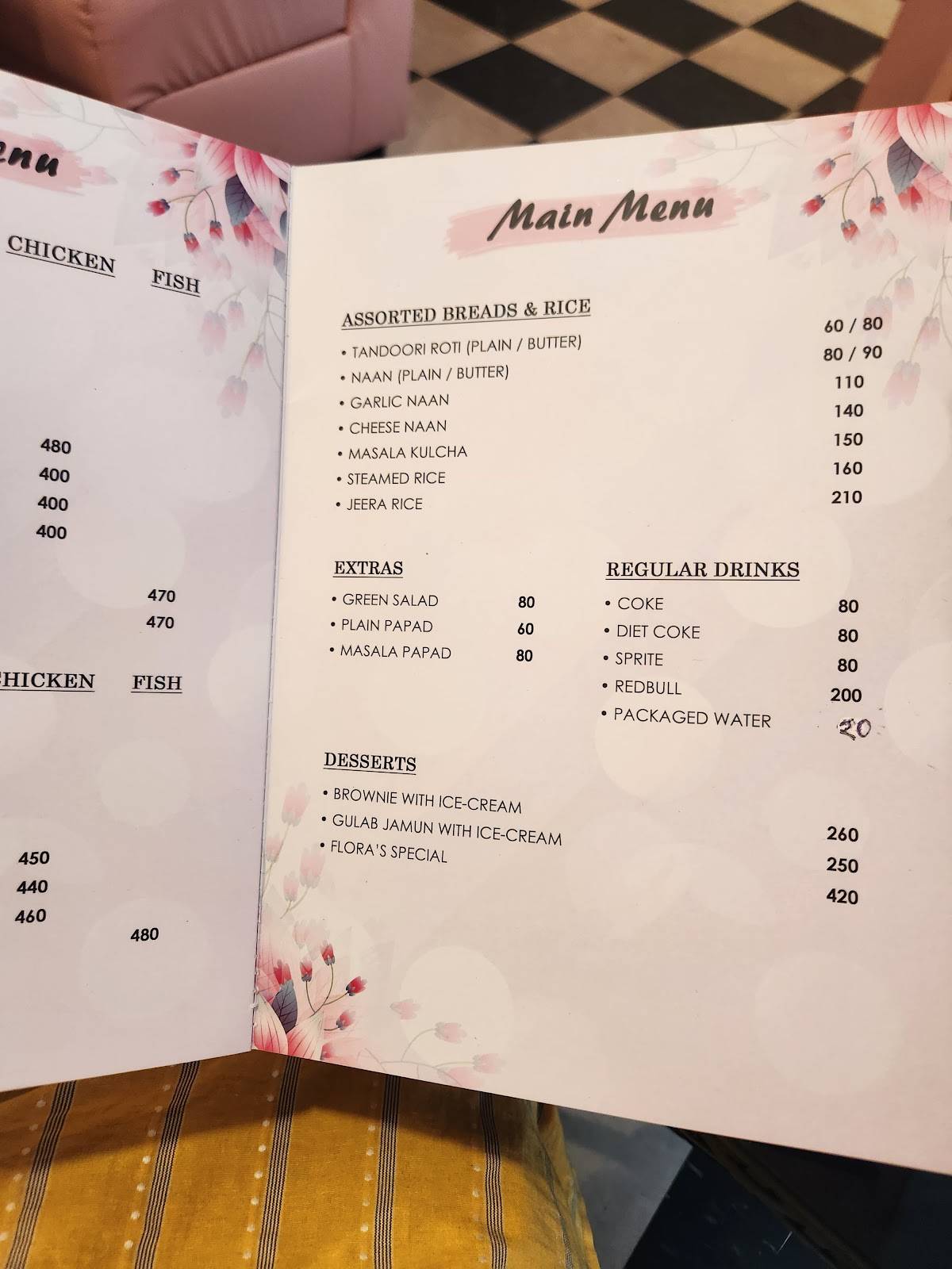 Cafe Flora menu