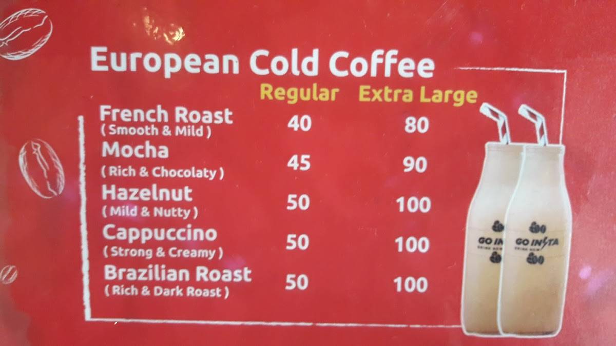 Go Insta cafe menu