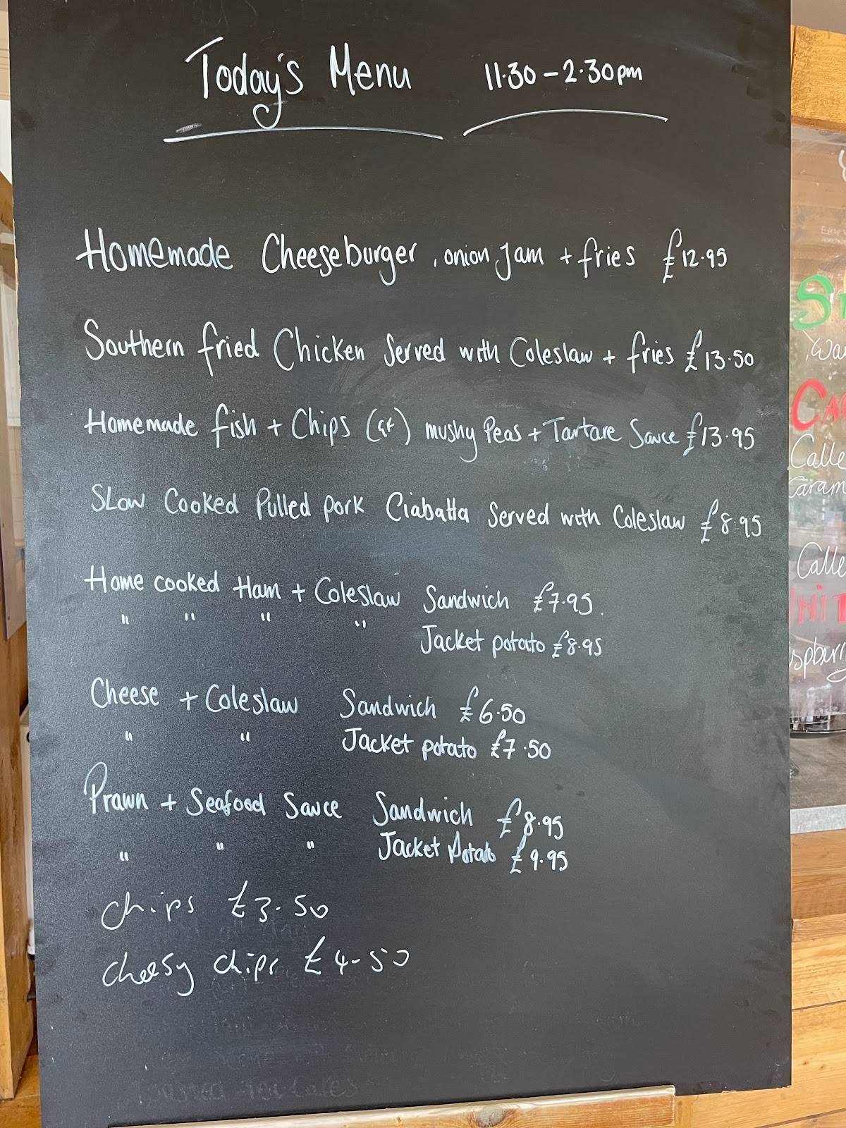 Menu at Lakeside Cafe, Newquay