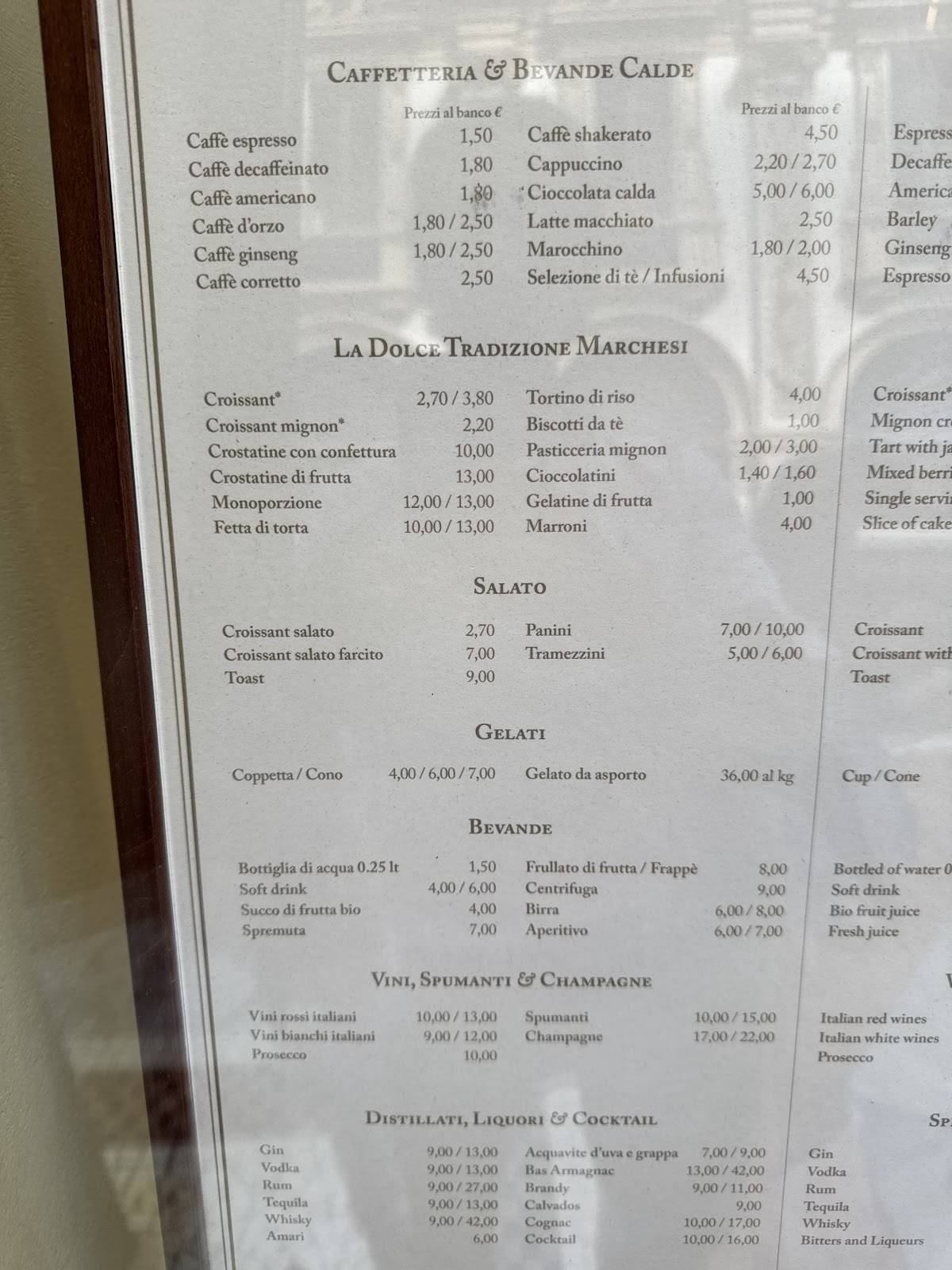 Menu di Marchesi 1824 