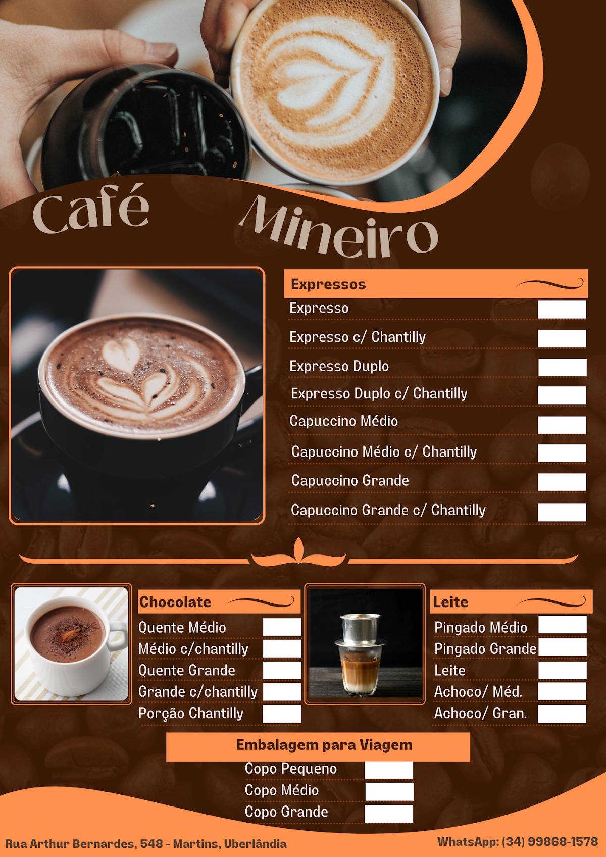 Café Mineiro cardápio