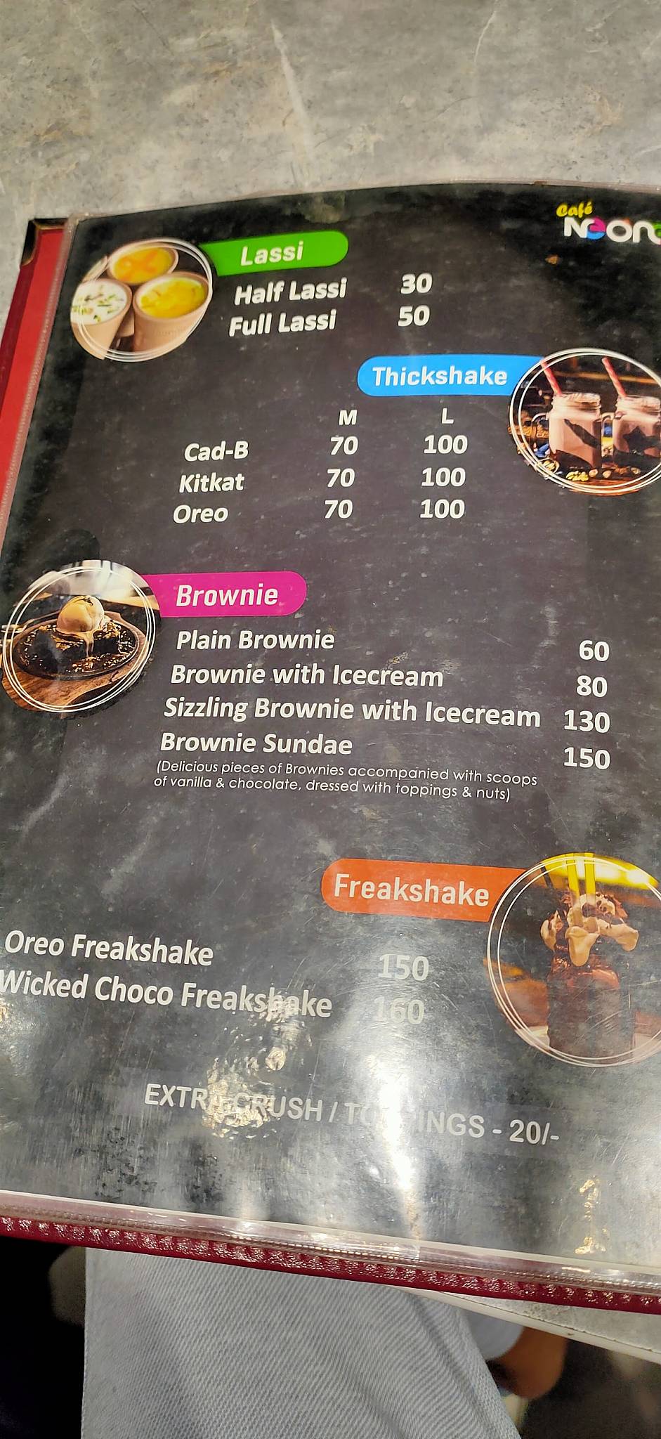 Cafe Neone कॅफे नीओन menu