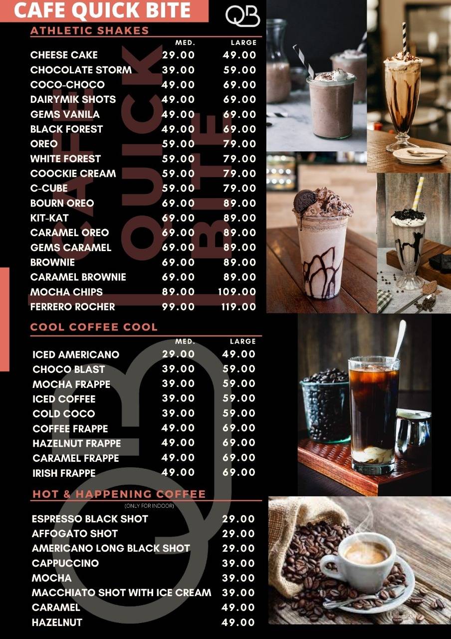 Menu at Cafe Quick Bite, Anand