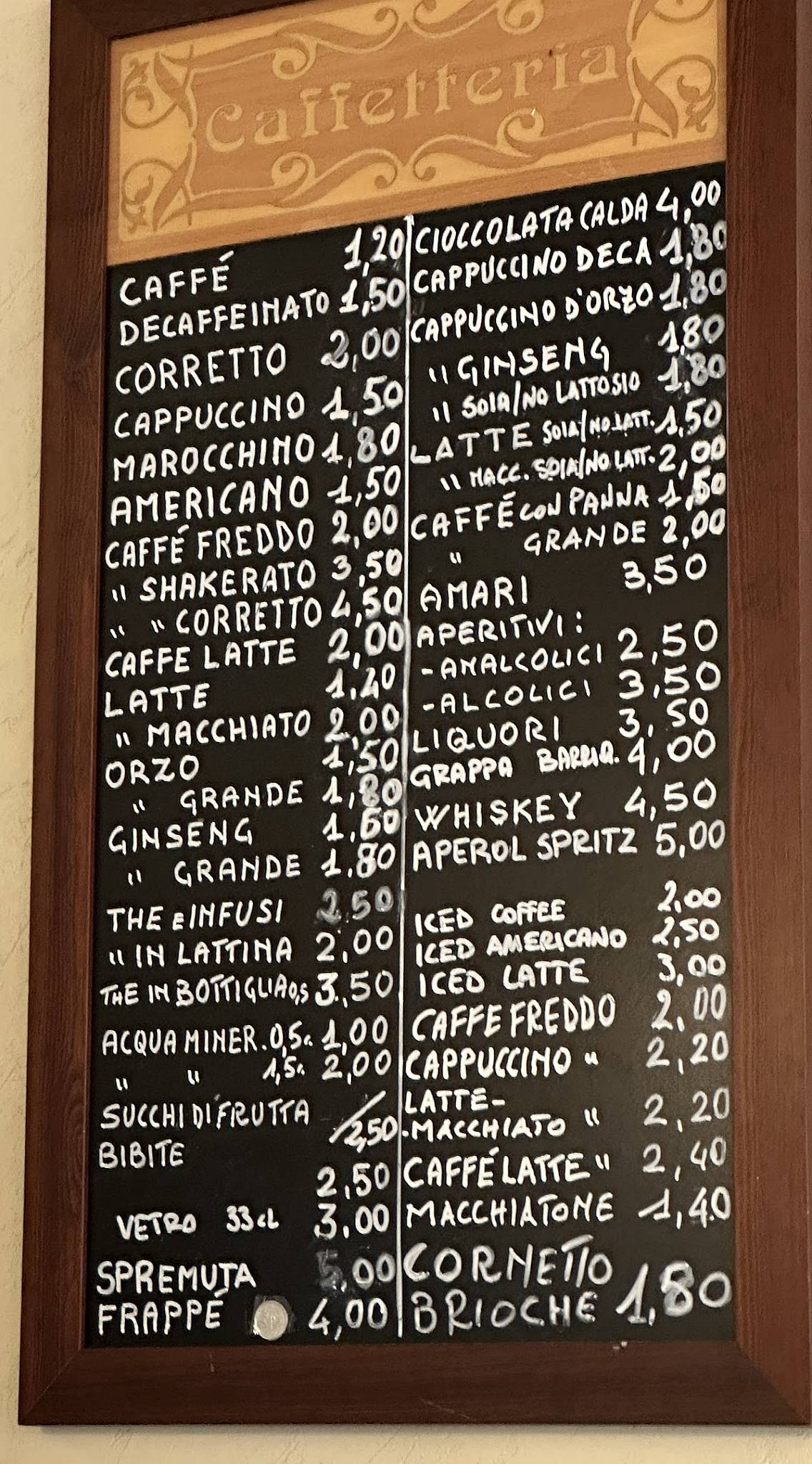 Menu di Regoli Pasticceria 
