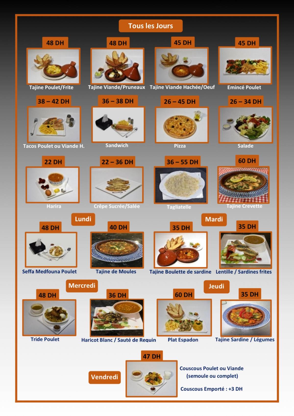 Menu de Café Restaurant Crema