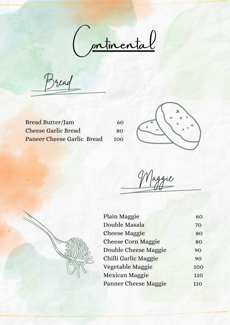 Shila’s Café menu